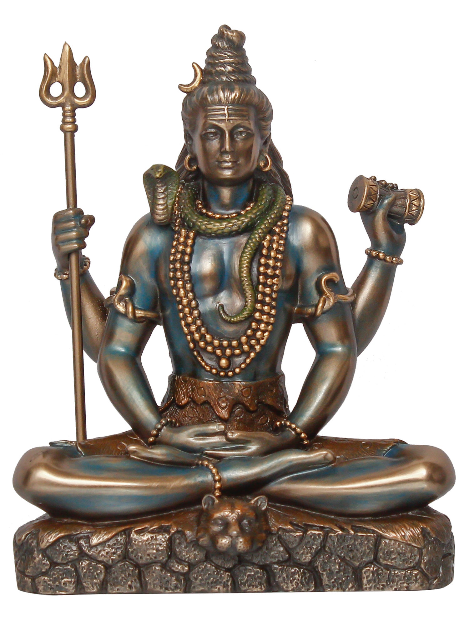 Brown Polyresin and Bronze Lord Shiva Padmasana Statue 2
