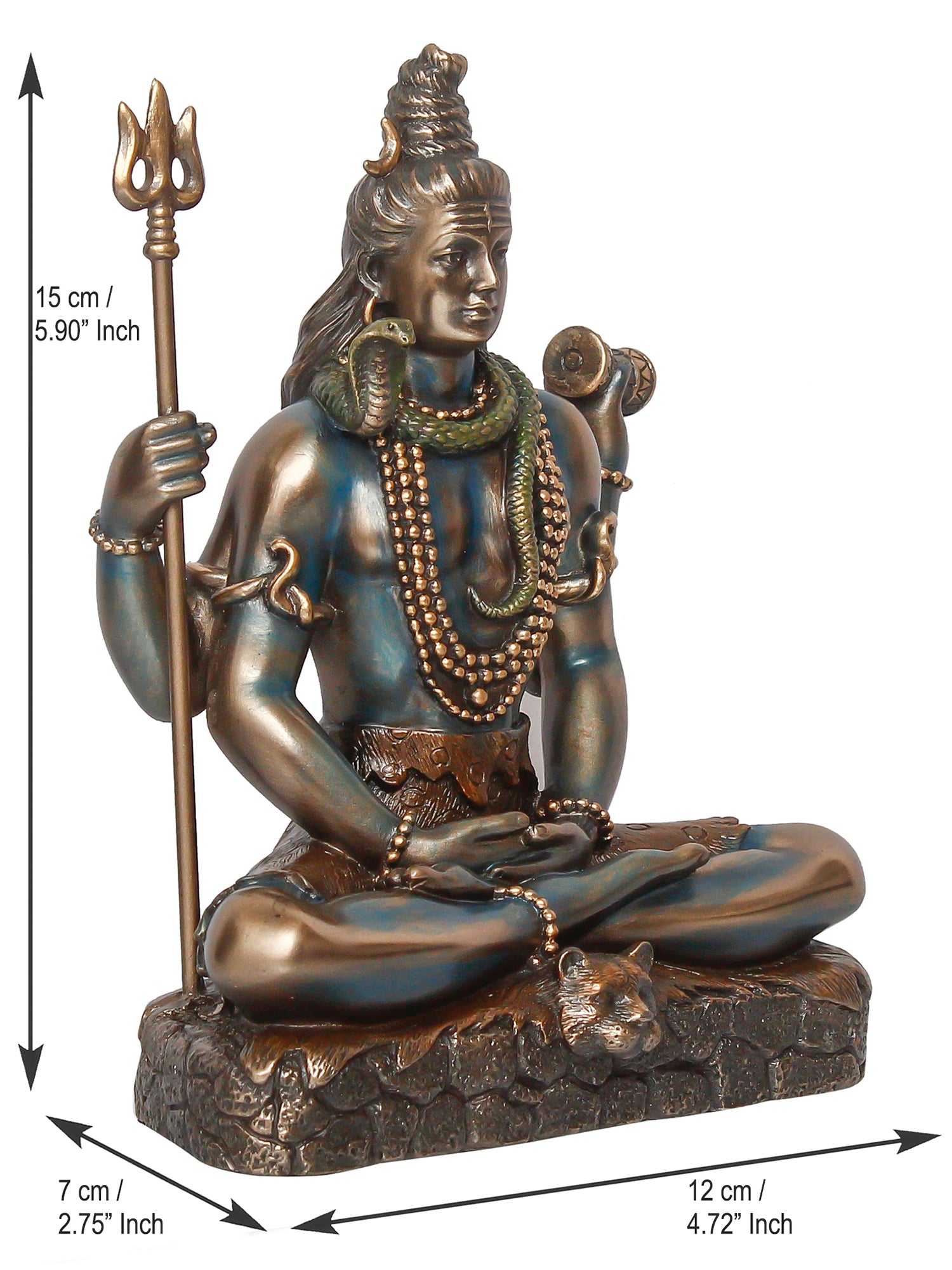 Brown Polyresin and Bronze Lord Shiva Padmasana Statue 3