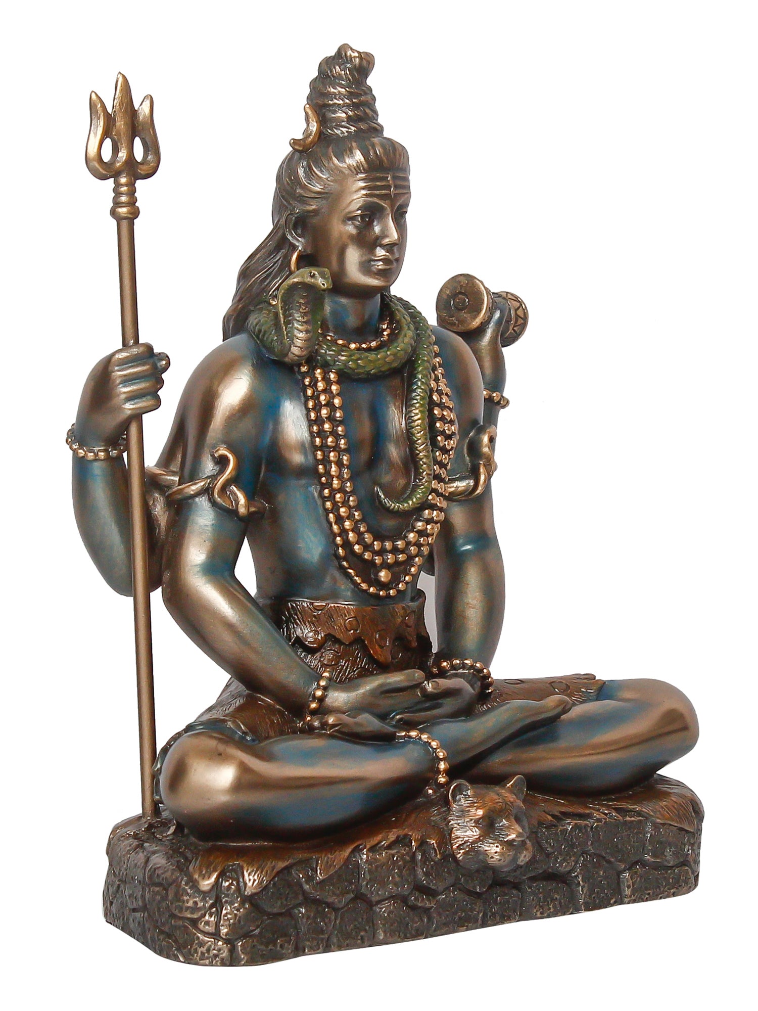 Brown Polyresin and Bronze Lord Shiva Padmasana Statue 4