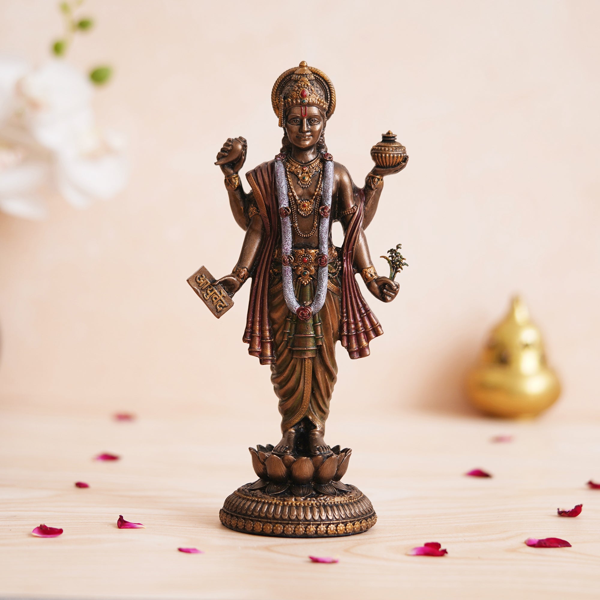 eCraftIndia Lord Dhanvanthri Idol - Hindu God of Medicine - Vishnu Statue - Ayurveda God