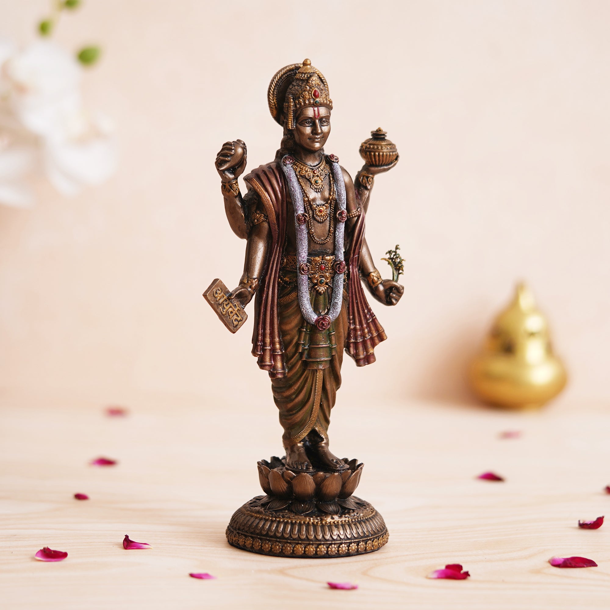 eCraftIndia Lord Dhanvanthri Idol - Hindu God of Medicine - Vishnu Statue - Ayurveda God 1