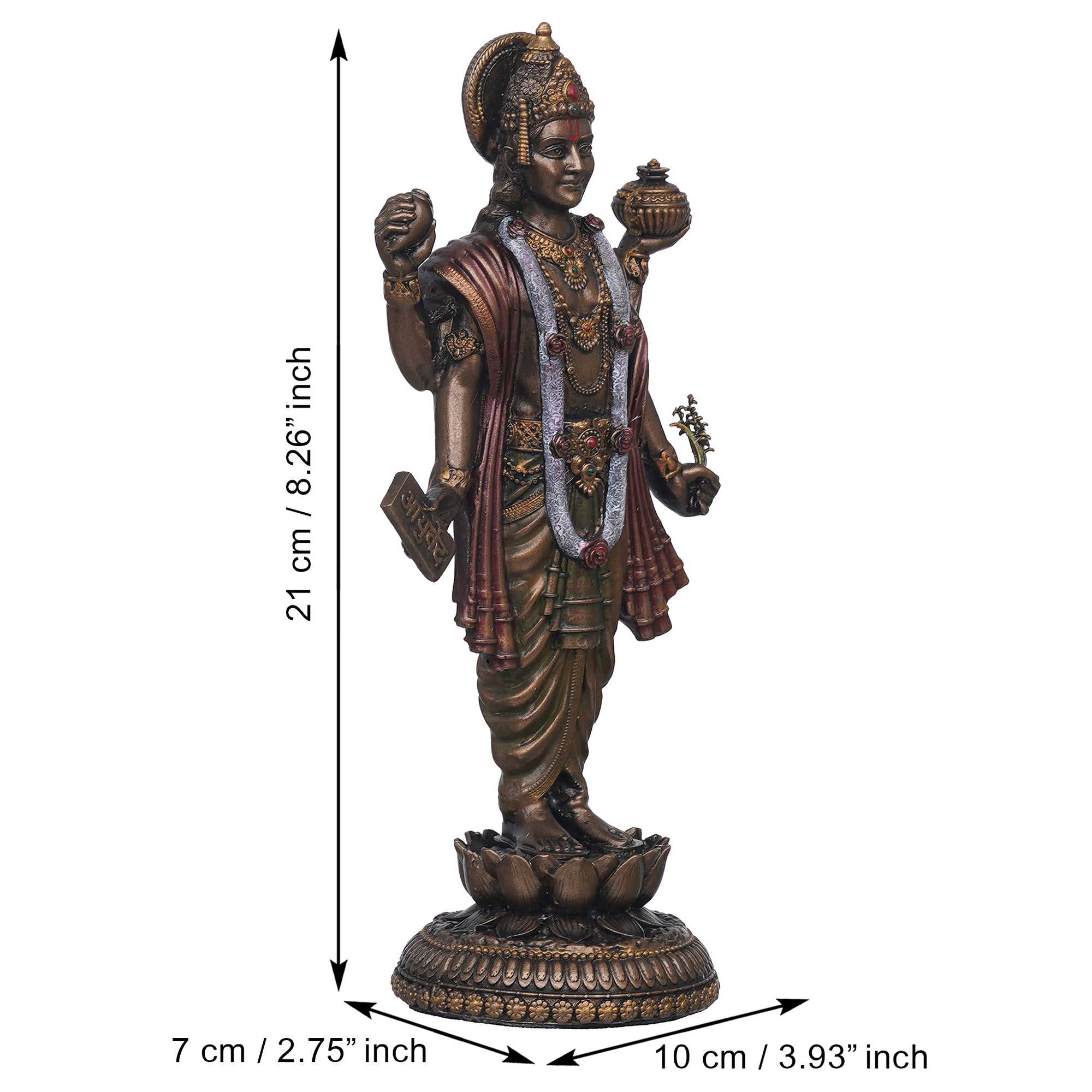 eCraftIndia Lord Dhanvanthri Idol - Hindu God of Medicine - Vishnu Statue - Ayurveda God 3
