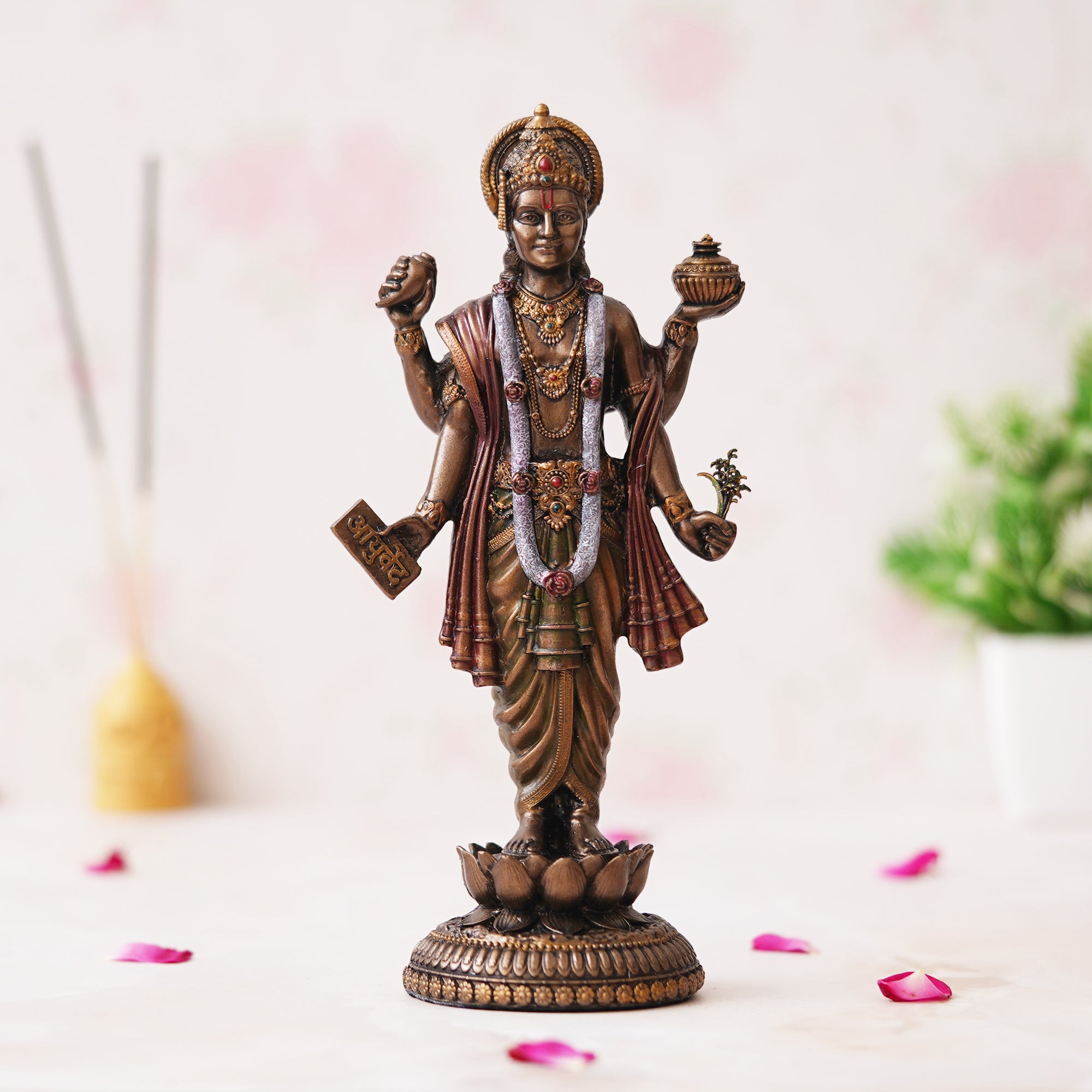 eCraftIndia Lord Dhanvanthri Idol - Hindu God of Medicine - Vishnu Statue - Ayurveda God 4