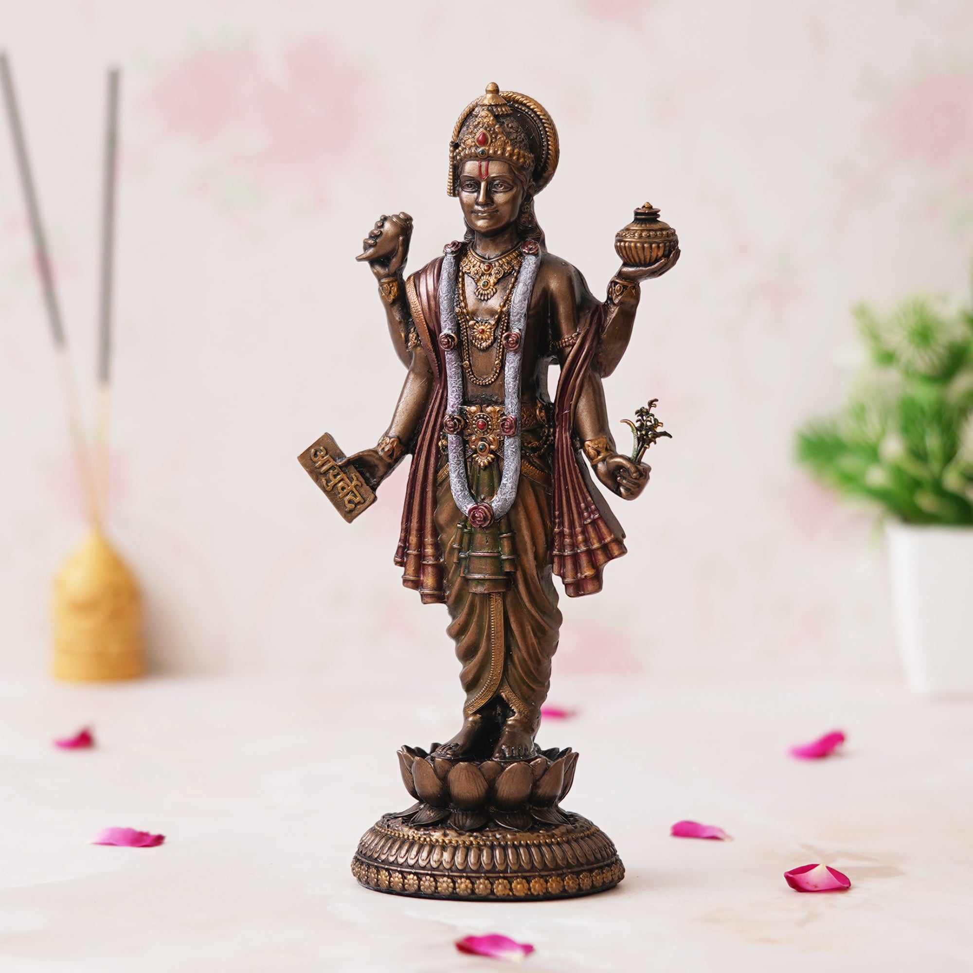 eCraftIndia Lord Dhanvanthri Idol - Hindu God of Medicine - Vishnu Statue - Ayurveda God 5