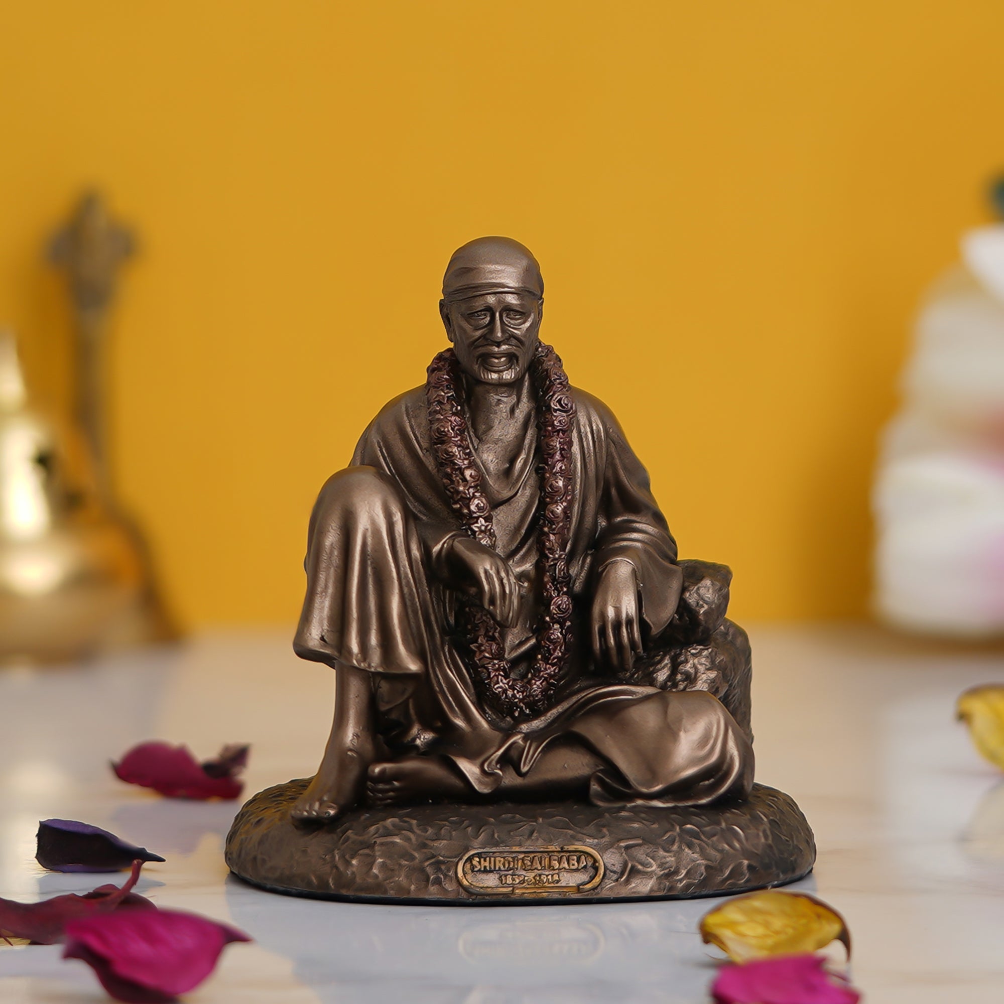 Sai Baba Sitting Cold Cast Bronze Resin Decorative Figurine