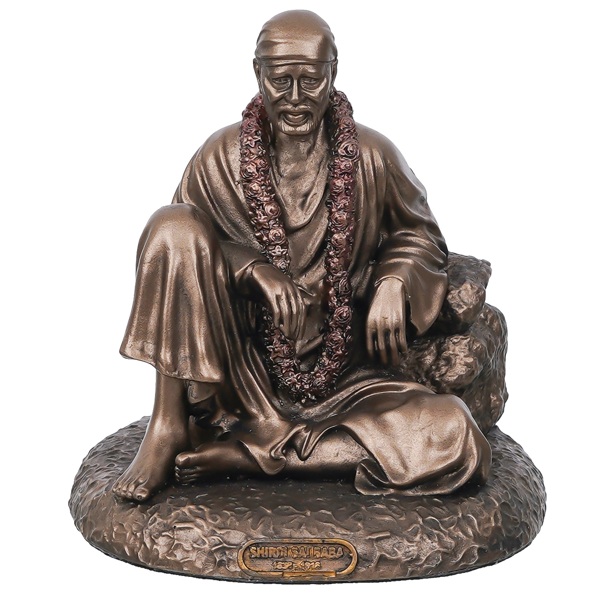 Sai Baba Sitting Cold Cast Bronze Resin Decorative Figurine 2