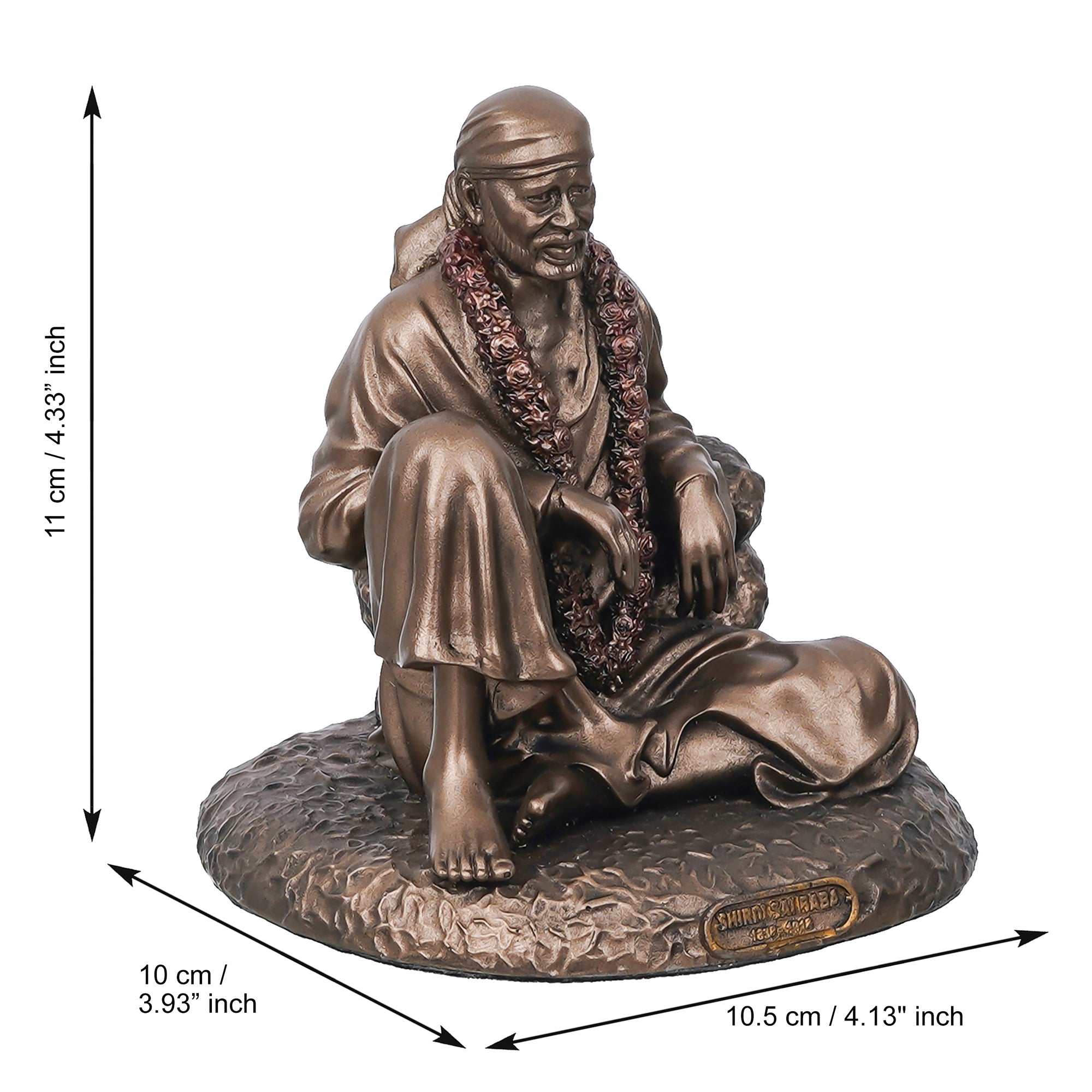 Sai Baba Sitting Cold Cast Bronze Resin Decorative Figurine 3