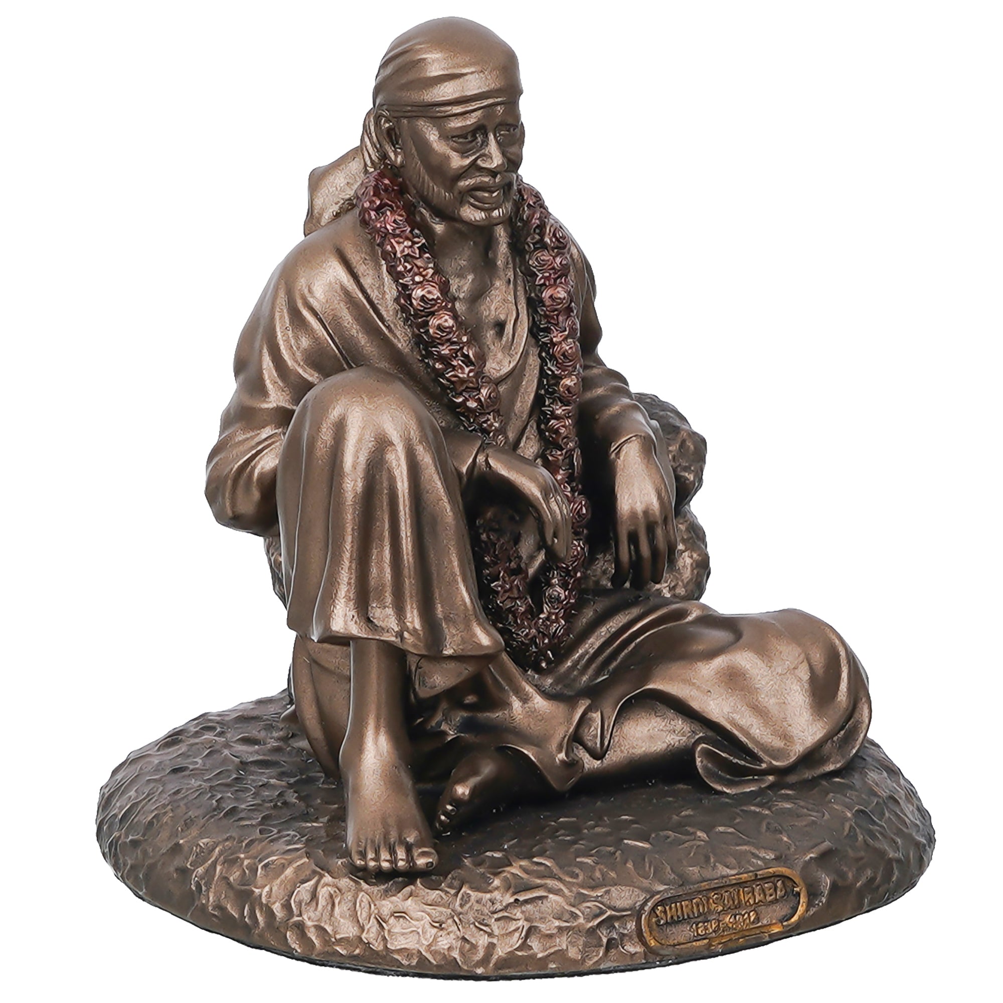 Sai Baba Sitting Cold Cast Bronze Resin Decorative Figurine 4