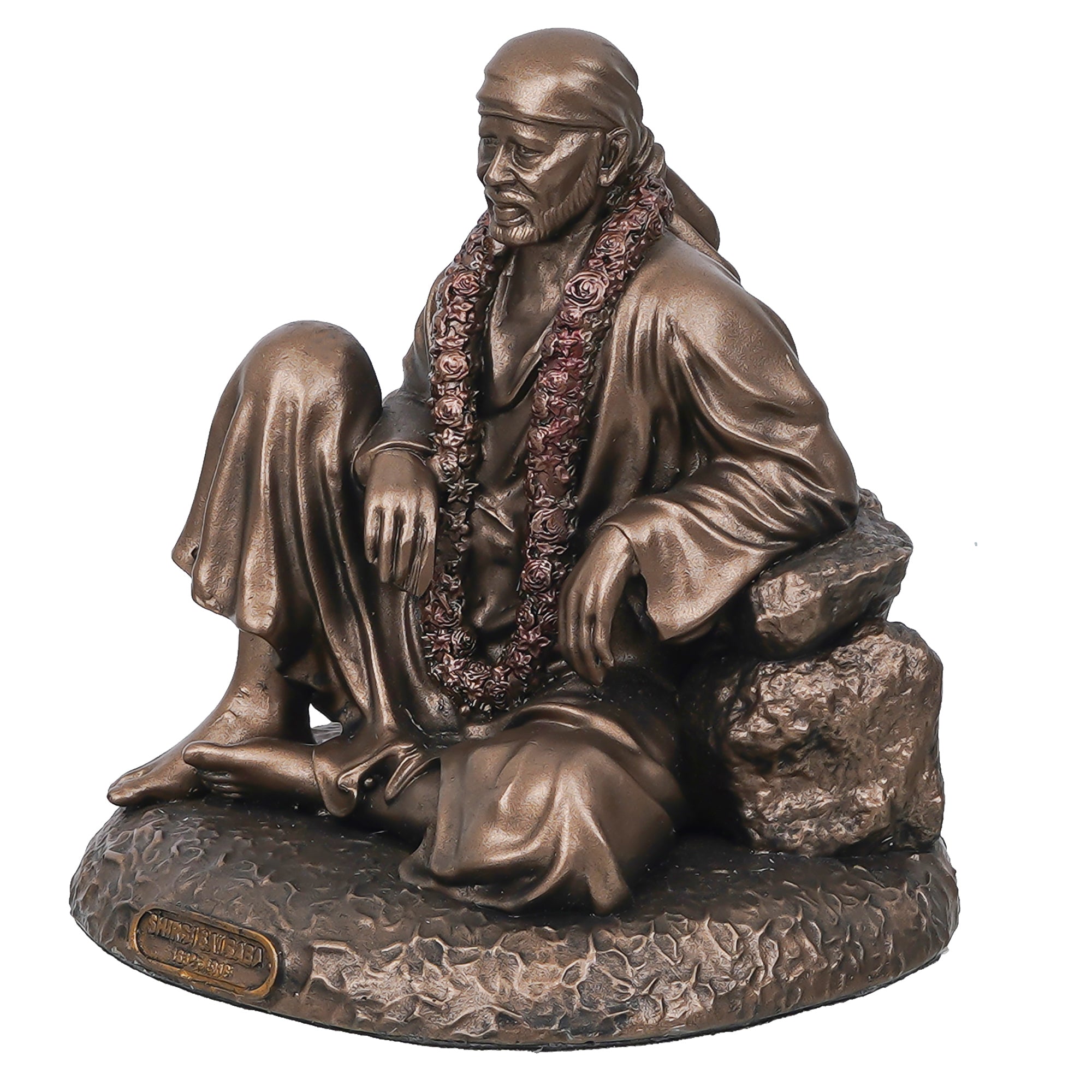 Sai Baba Sitting Cold Cast Bronze Resin Decorative Figurine 5
