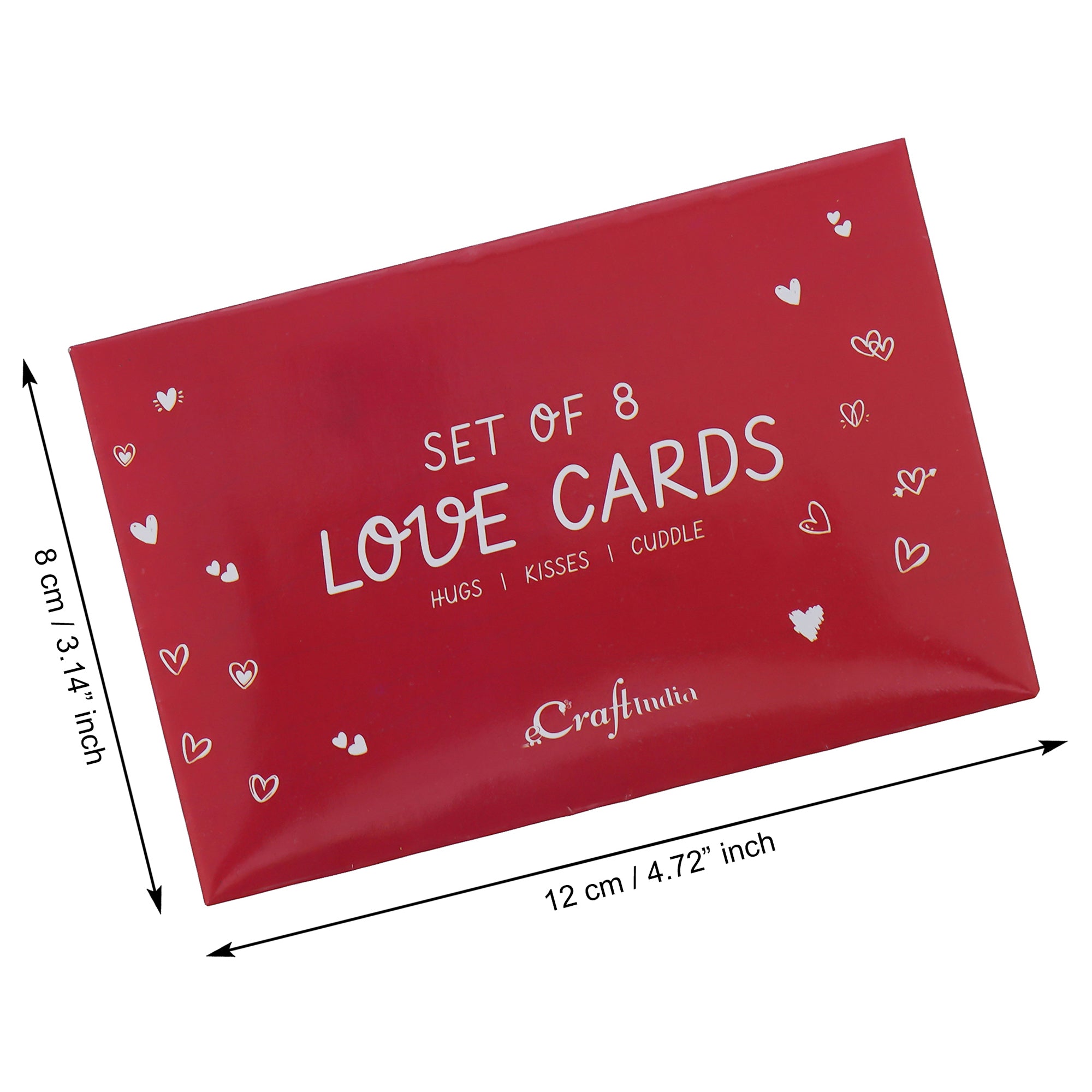 Valentine Combo of Pack of 8 Love Gift Cards, Red and White Heart Hugging Each Other Gift Set 2