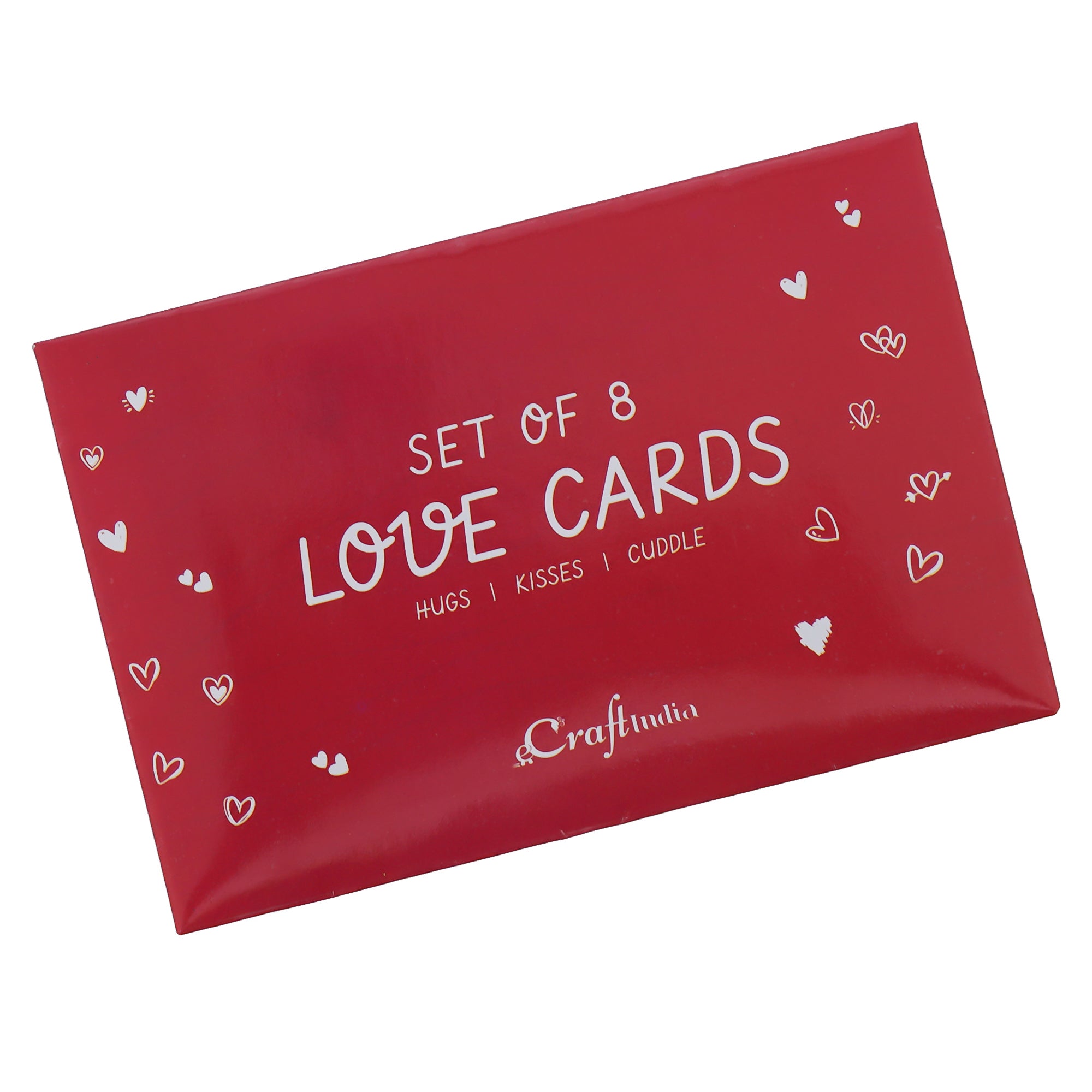 Valentine Combo of Pack of 8 Love Gift Cards, Golden Red Rose Gift Set, Red and White Heart Hugging Each Other Gift Set 7