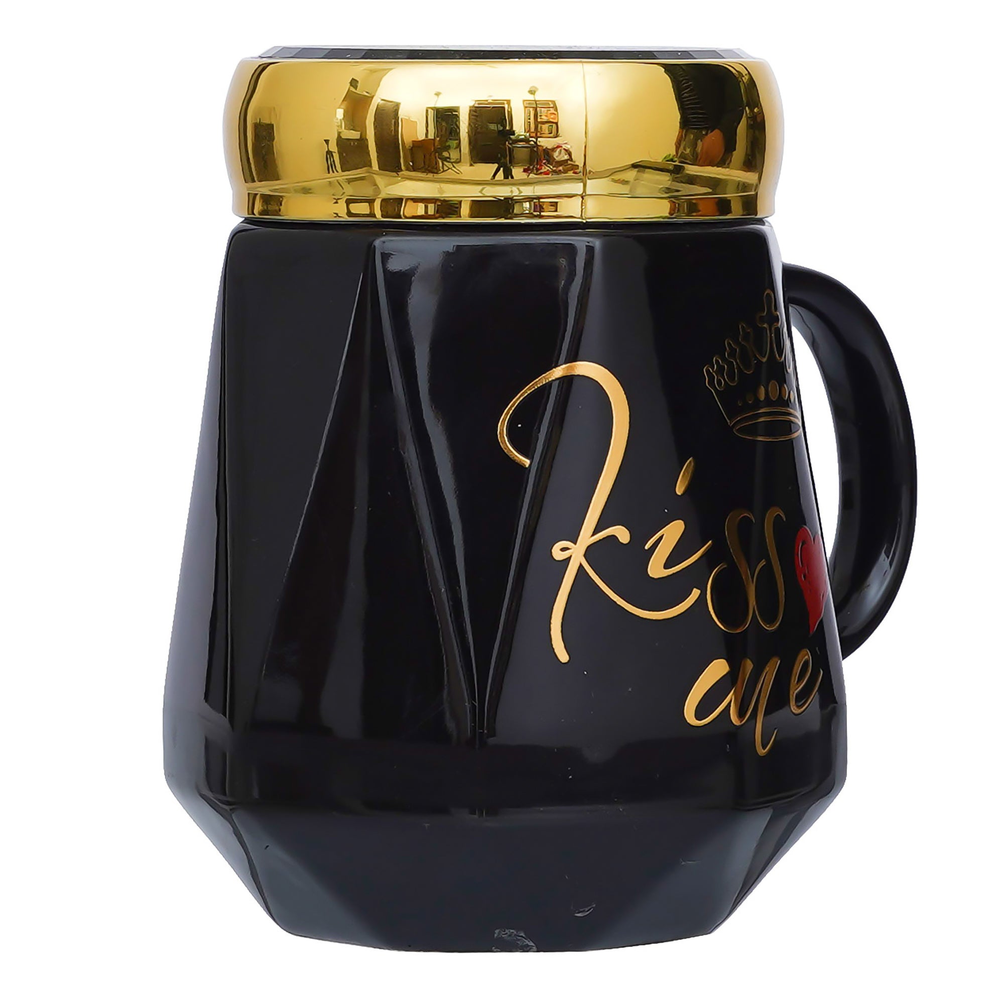 Valentine Combo of "Kiss Me" Printed Ceramic Black Mug, Bride Kissing Groom Romantic Polyresin Decorative Showpiece 7