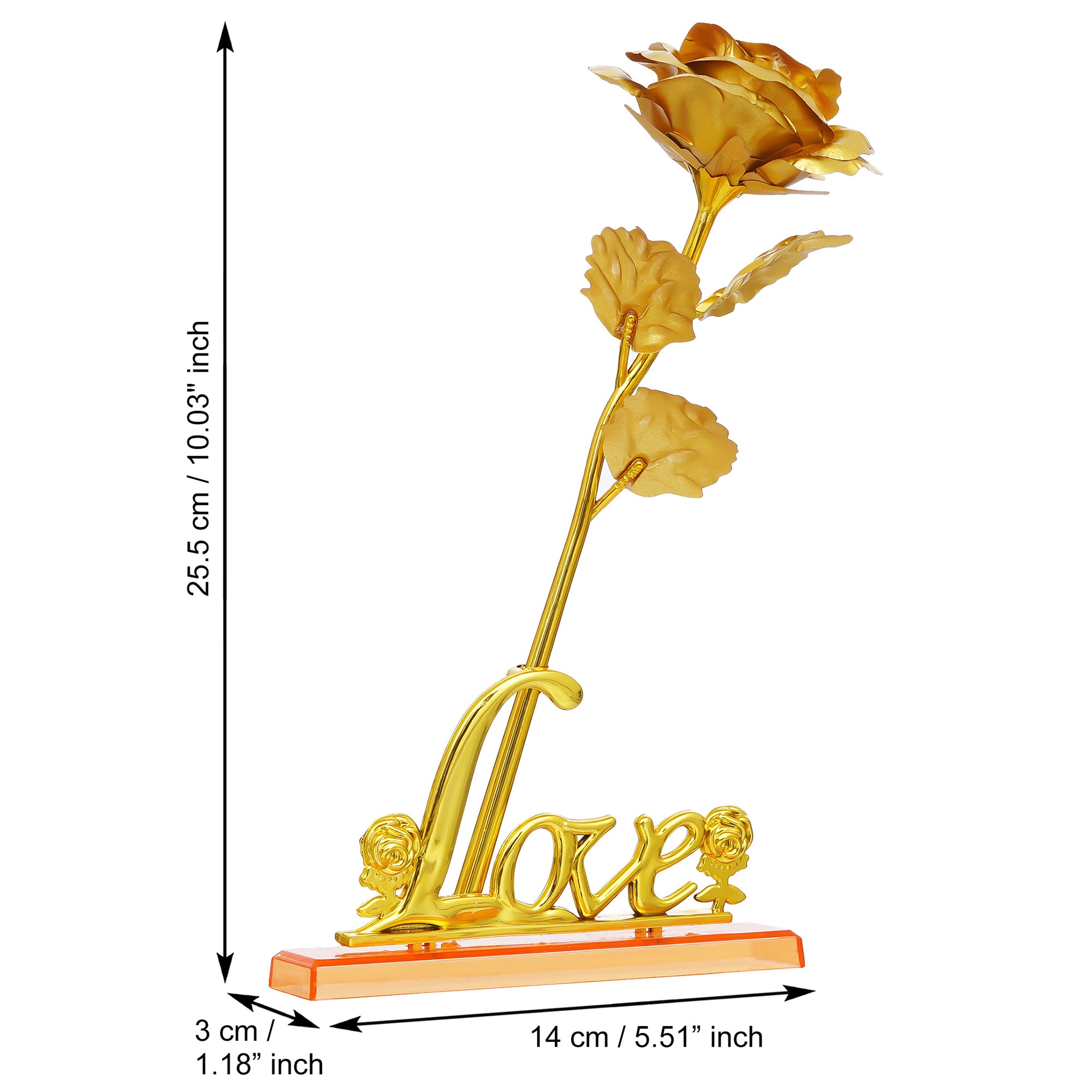 Love Golden Rose Table Decor Valentine Gift Set Showpiece 3