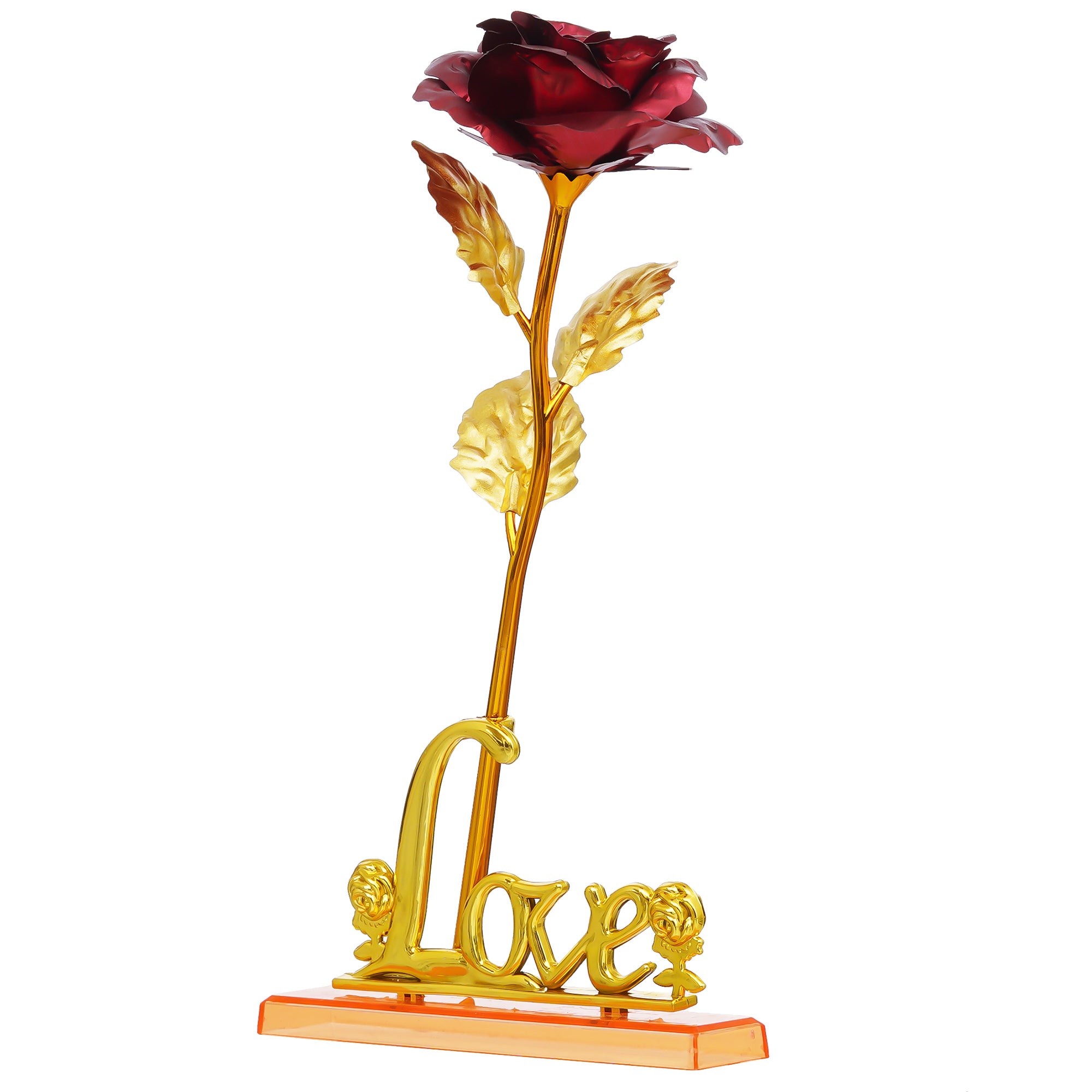 Valentine Combo of Love Golden Red Rose Table Decor Gift Set Showpiece, Bride Kissing Groom Romantic Polyresin Decorative Showpiece 7