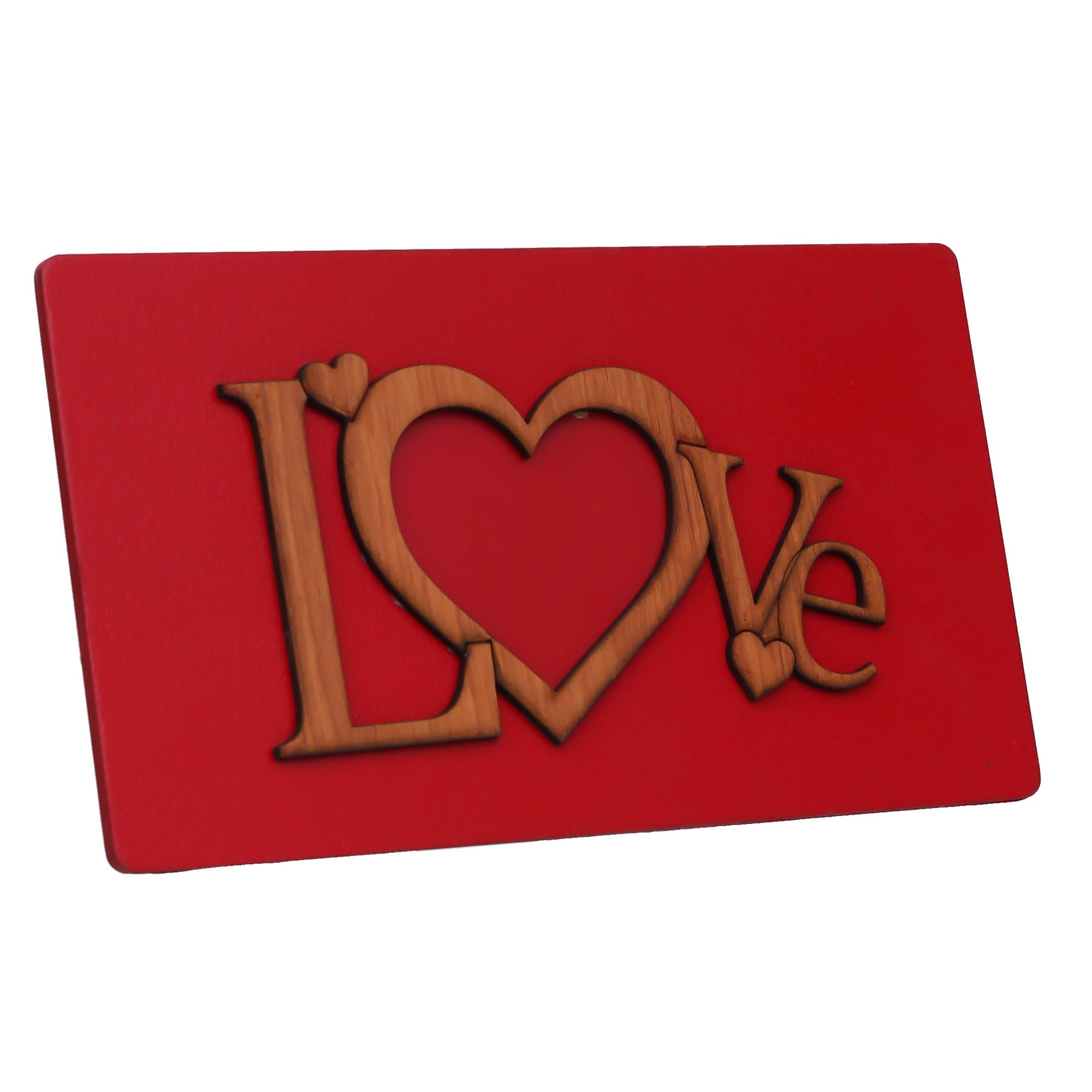 Valentine Combo of "Love" Wooden Photo Frame With Red Stand, Red Heart Shaped Gift Box 5