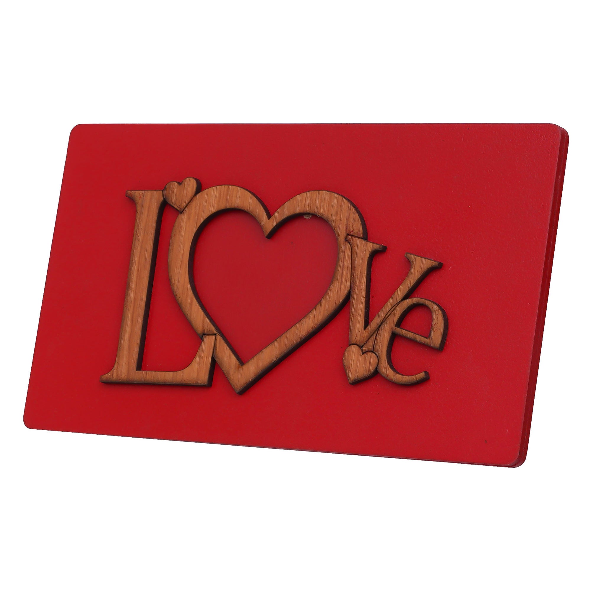 Valentine Combo of "Love" Wooden Photo Frame With Red Stand, Red Heart Shaped Gift Box 7
