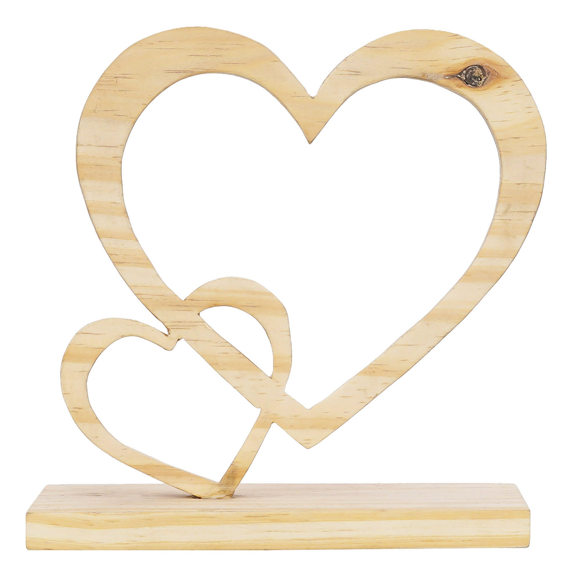 Valentine Combo of Golden Rose Gift Set, 2 Hearts Wooden Brown Showpiece With Stand 6