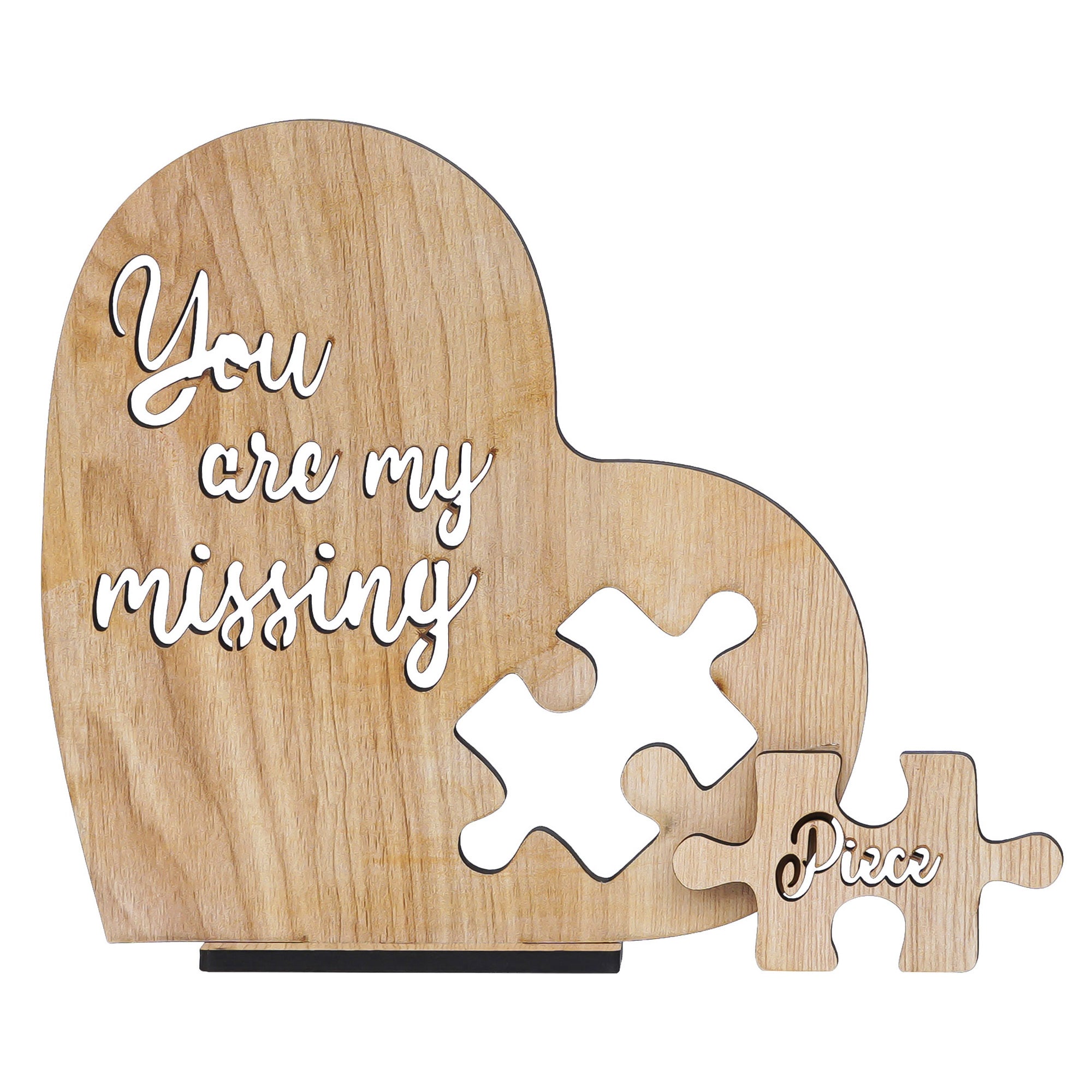 "You are my missing piece" Valentine Wooden Puzzle Brown Showpiece With Stand 4