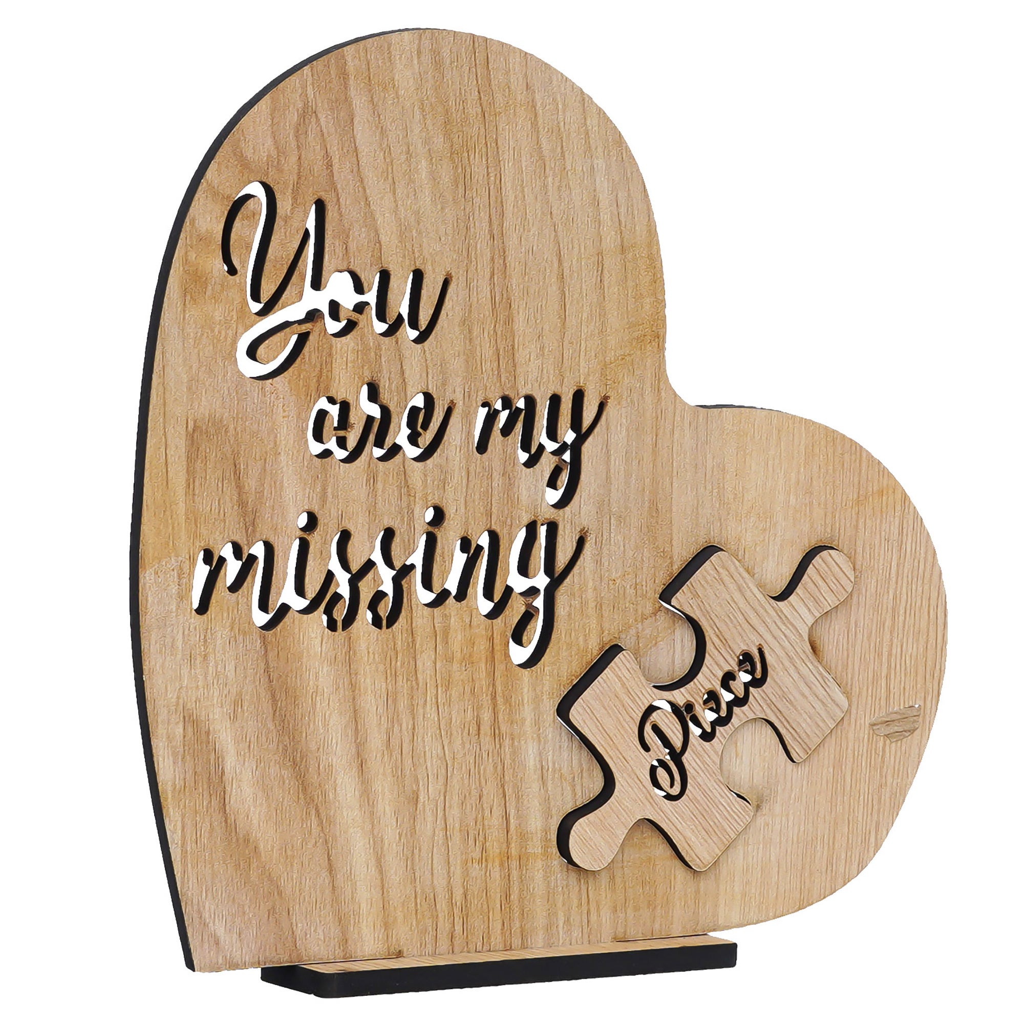 "You are my missing piece" Valentine Wooden Puzzle Brown Showpiece With Stand 7