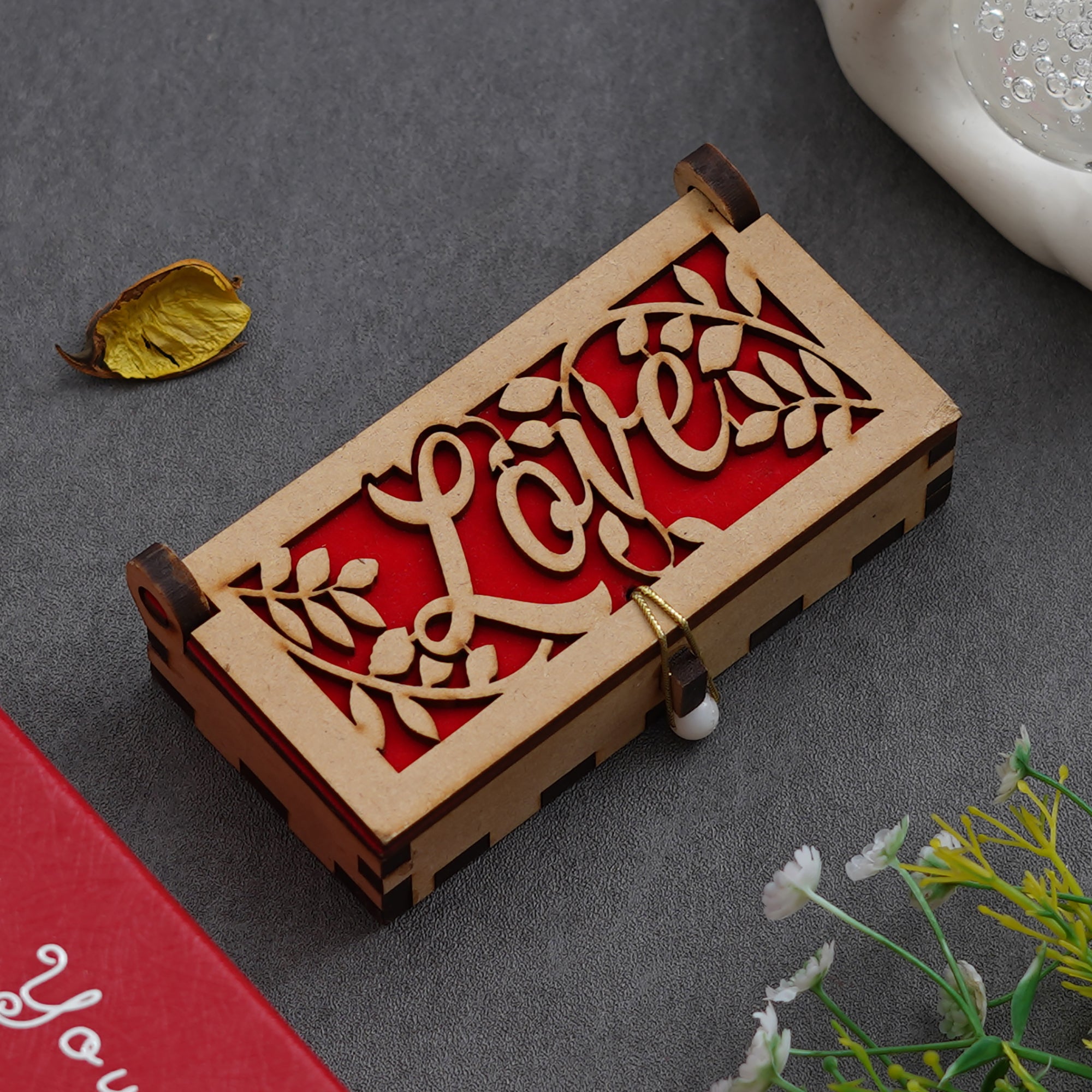 Valentine Combo of Set of 8 Love Post Cards Gift Cards Set, Golden Red Rose Gift Set, "Love" Wooden Gift Box 5