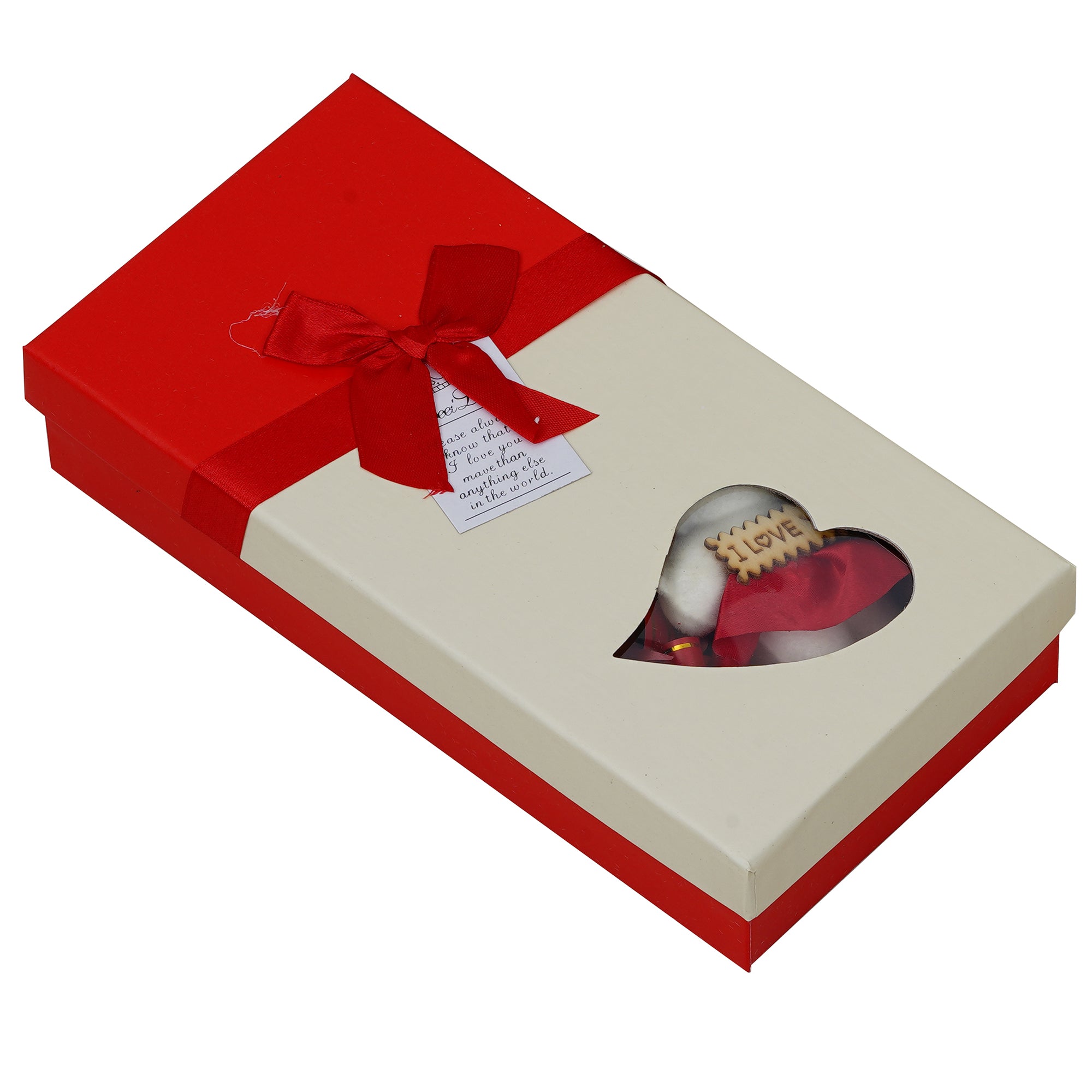 Red Roses Bouquet and White & Red Teddy Bear Valentine's Rectangle Shaped Gift Box 4