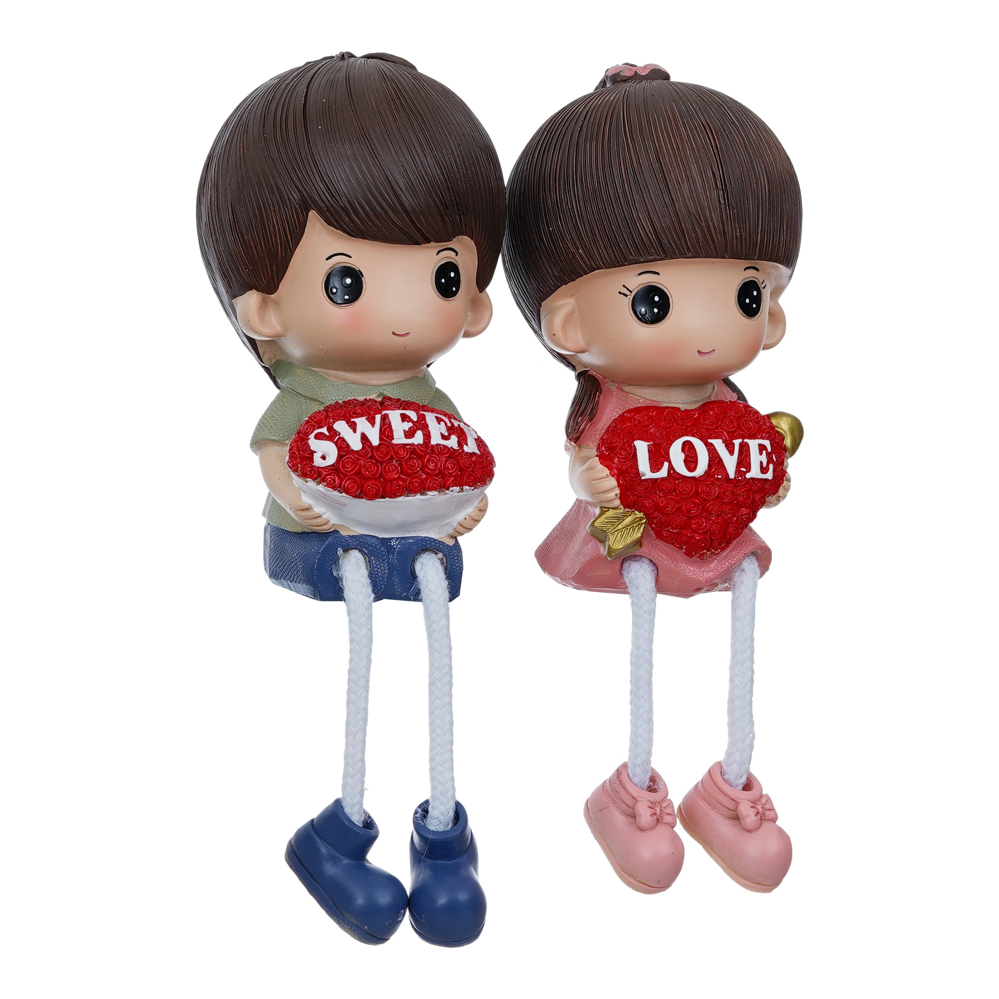 Valentine Combo of Colorful Sweet Love Girl & Boy Figurine, White Cycle with Teddy Bear and Rose Petals Gift Box 5