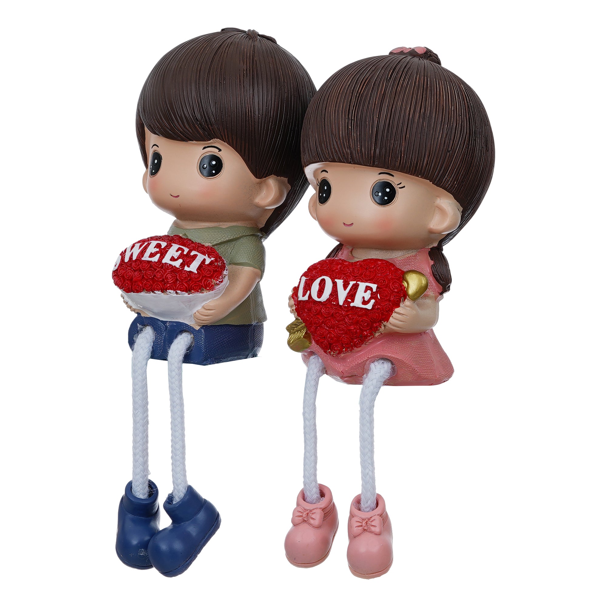 Valentine Combo of Colorful Sweet Love Girl & Boy Figurine, White Cycle with Teddy Bear and Rose Petals Gift Box 7