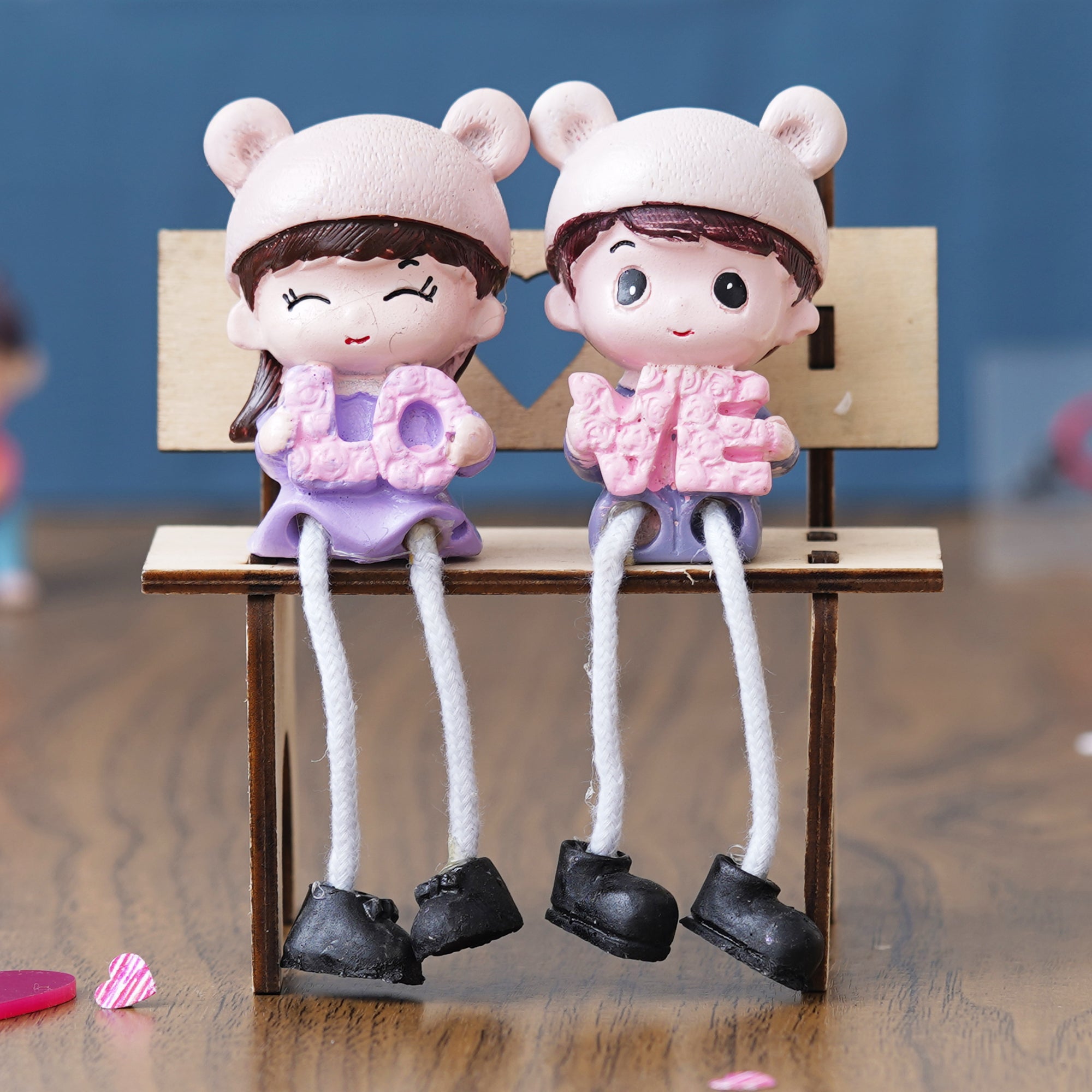 eCraftIndia Cute Couple Sitting on Beanch Holding Love Decorative Showpiece 4