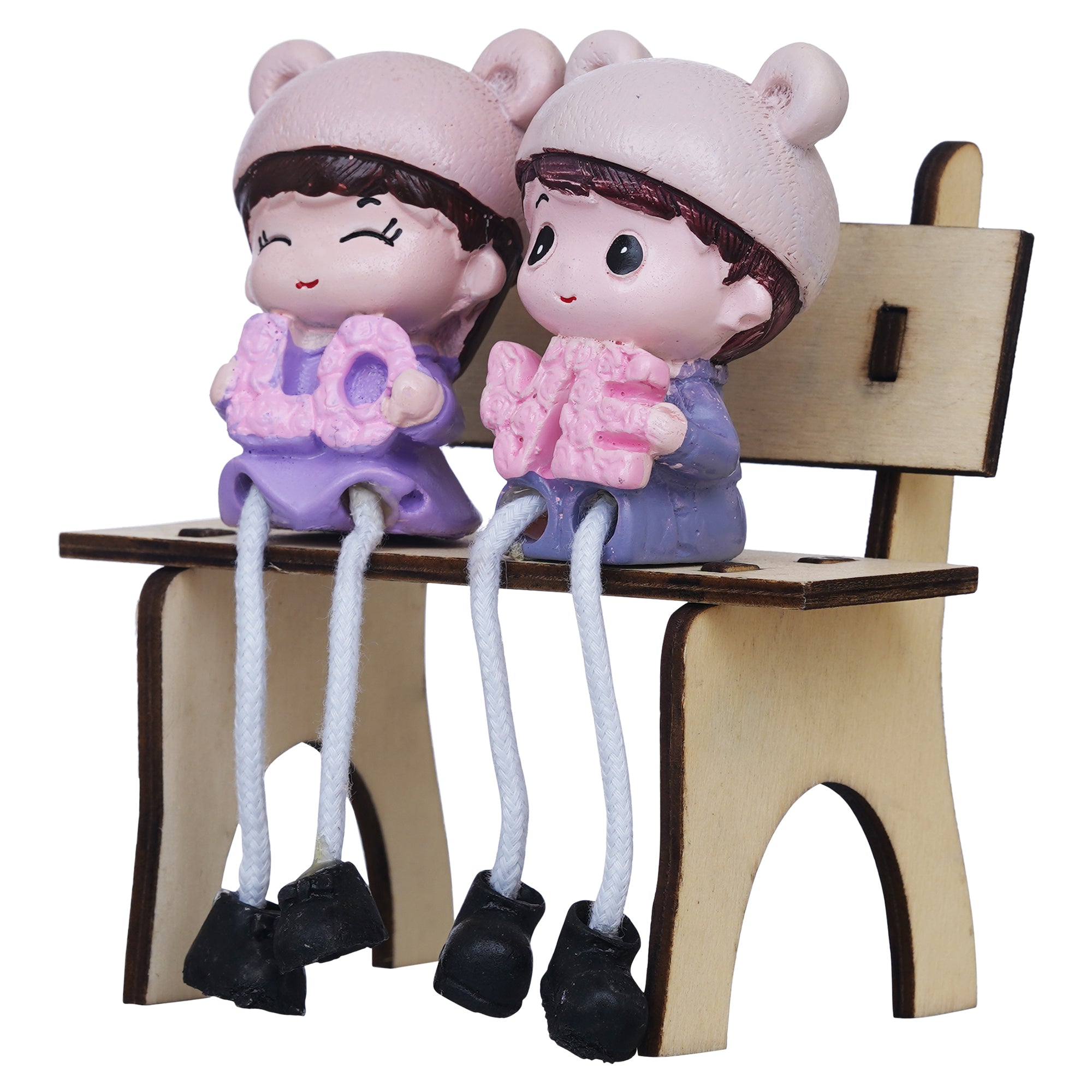 eCraftIndia Cute Couple Sitting on Beanch Holding Love Decorative Showpiece 7