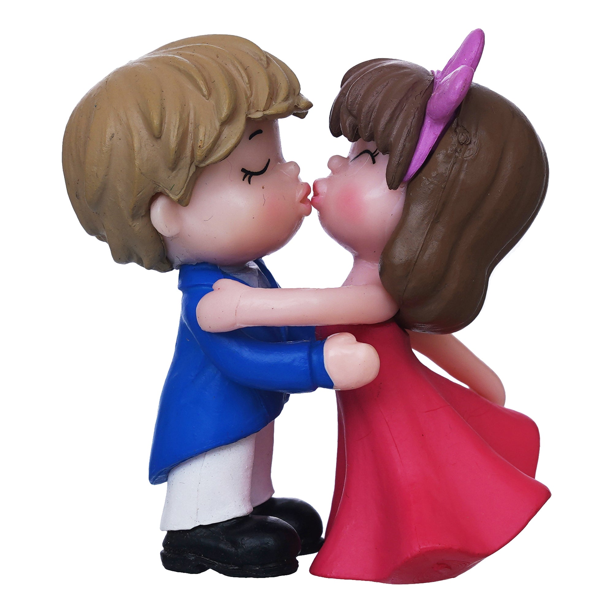 eCraftIndia Cute Romantic Kissing Couple Statue Decorative Showpiece 2