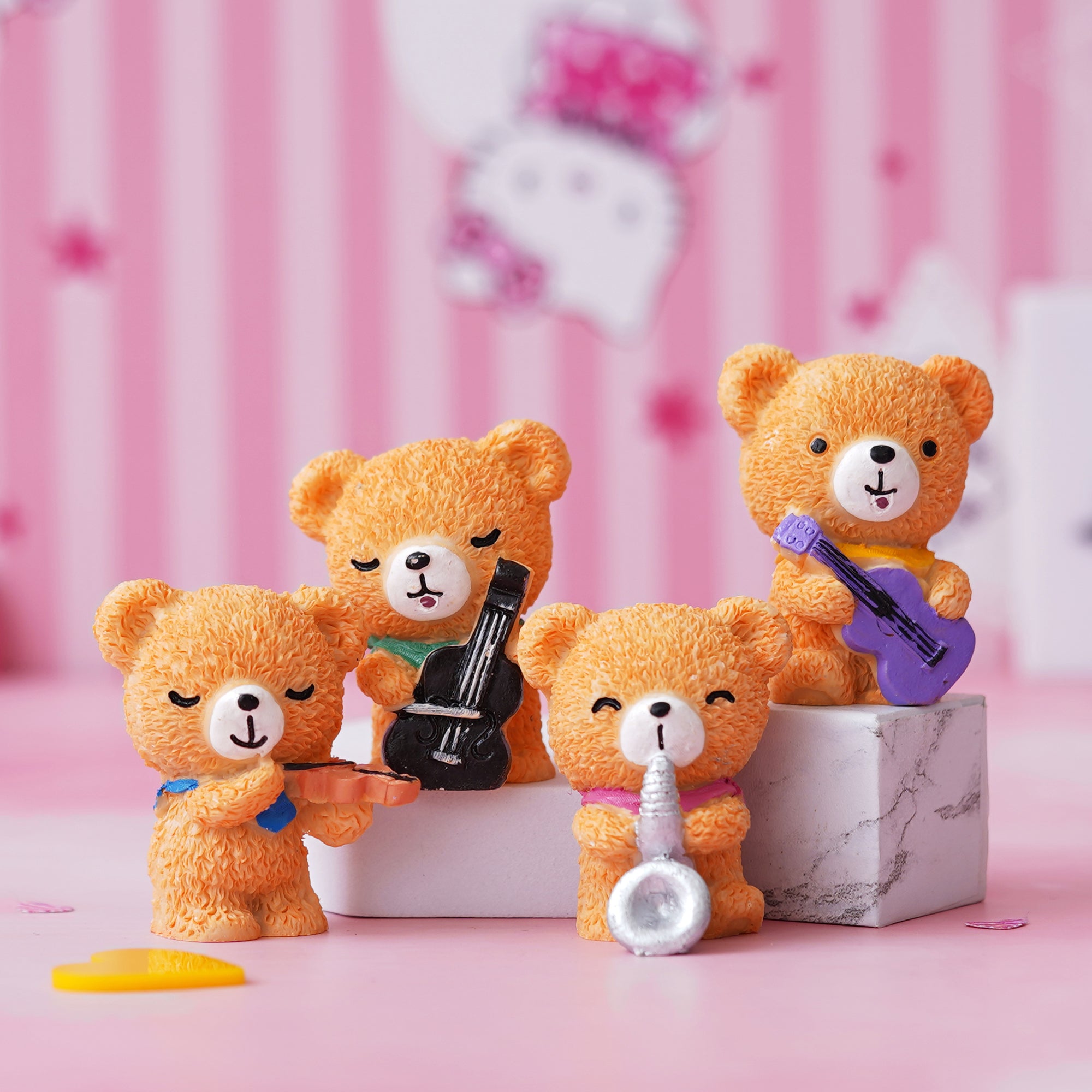 eCraftIndia Set of 4 Cute Teddy Bears Playing Musical Instruments Showpieces
