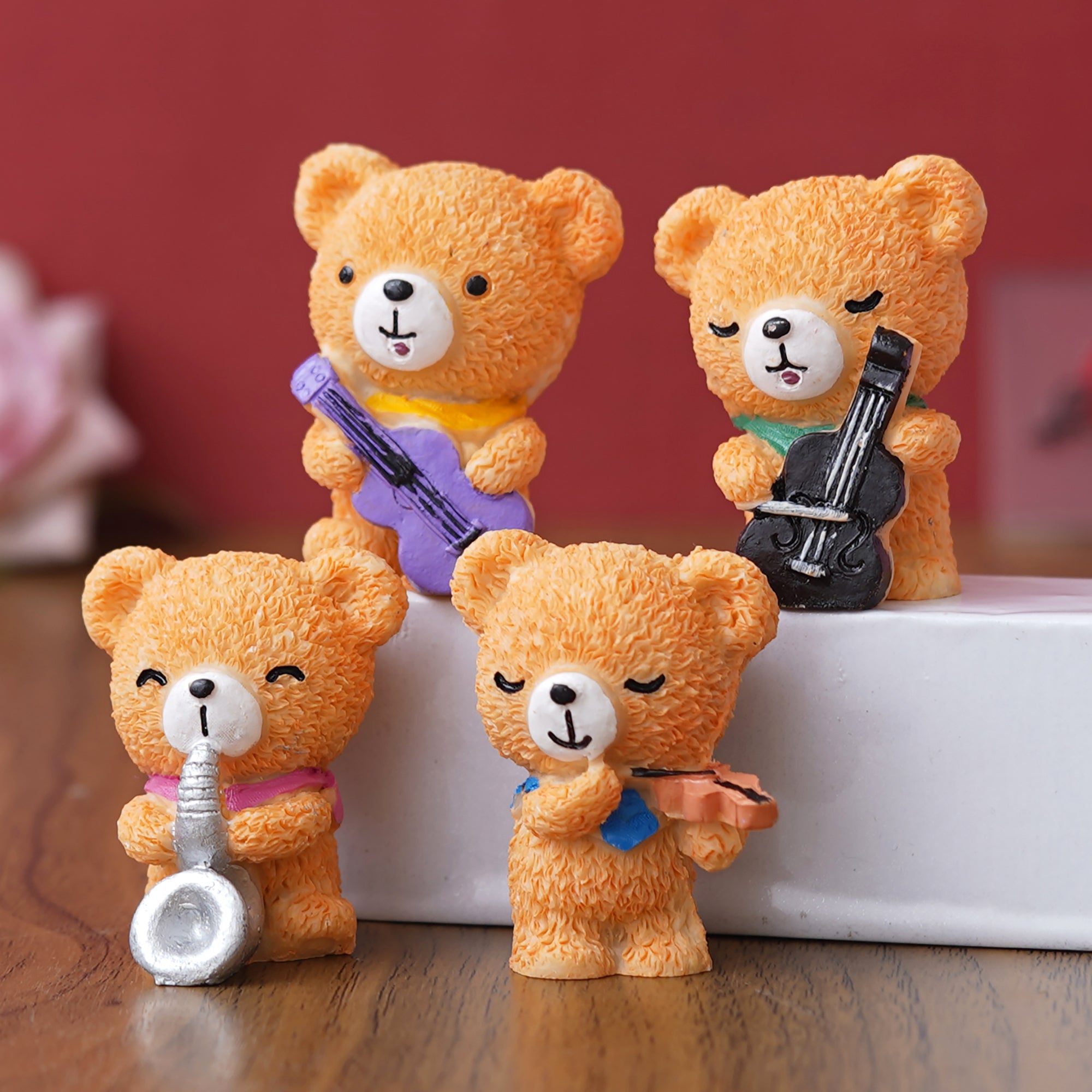 eCraftIndia Set of 4 Cute Teddy Bears Playing Musical Instruments Showpieces 1