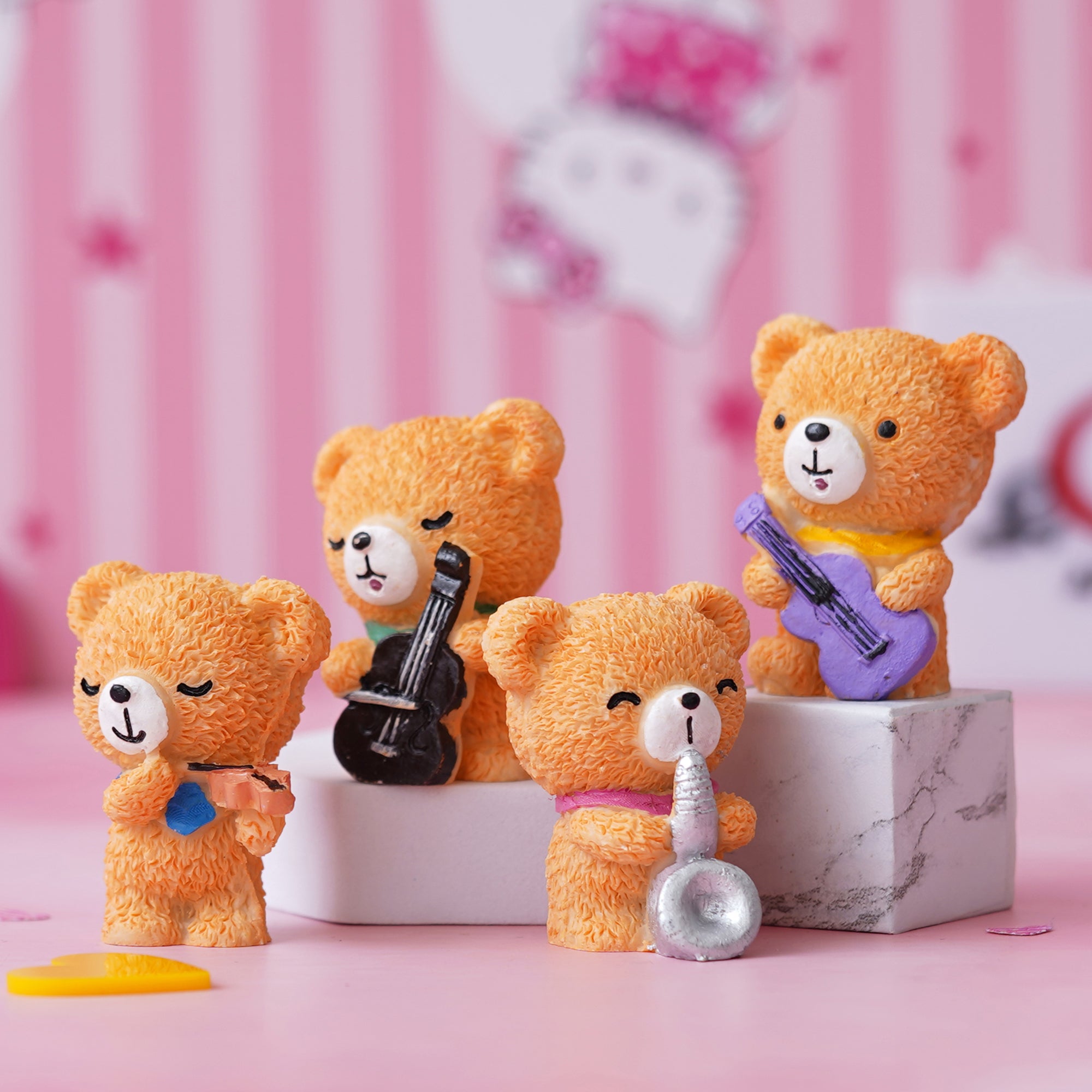 eCraftIndia Set of 4 Cute Teddy Bears Playing Musical Instruments Showpieces 4