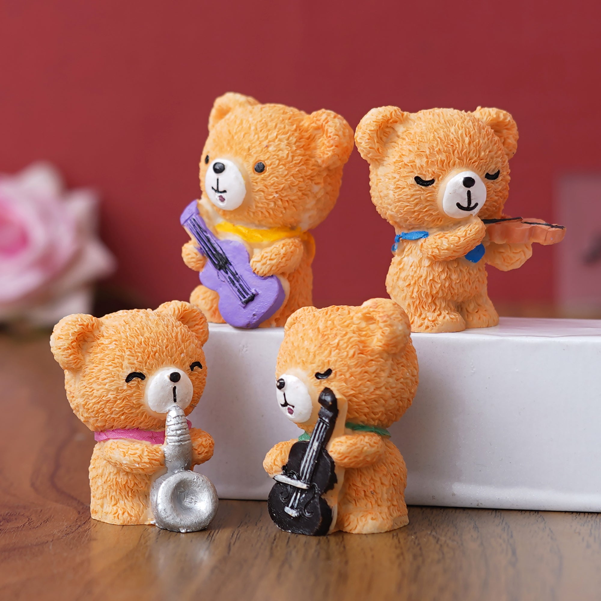 eCraftIndia Set of 4 Cute Teddy Bears Playing Musical Instruments Showpieces 5