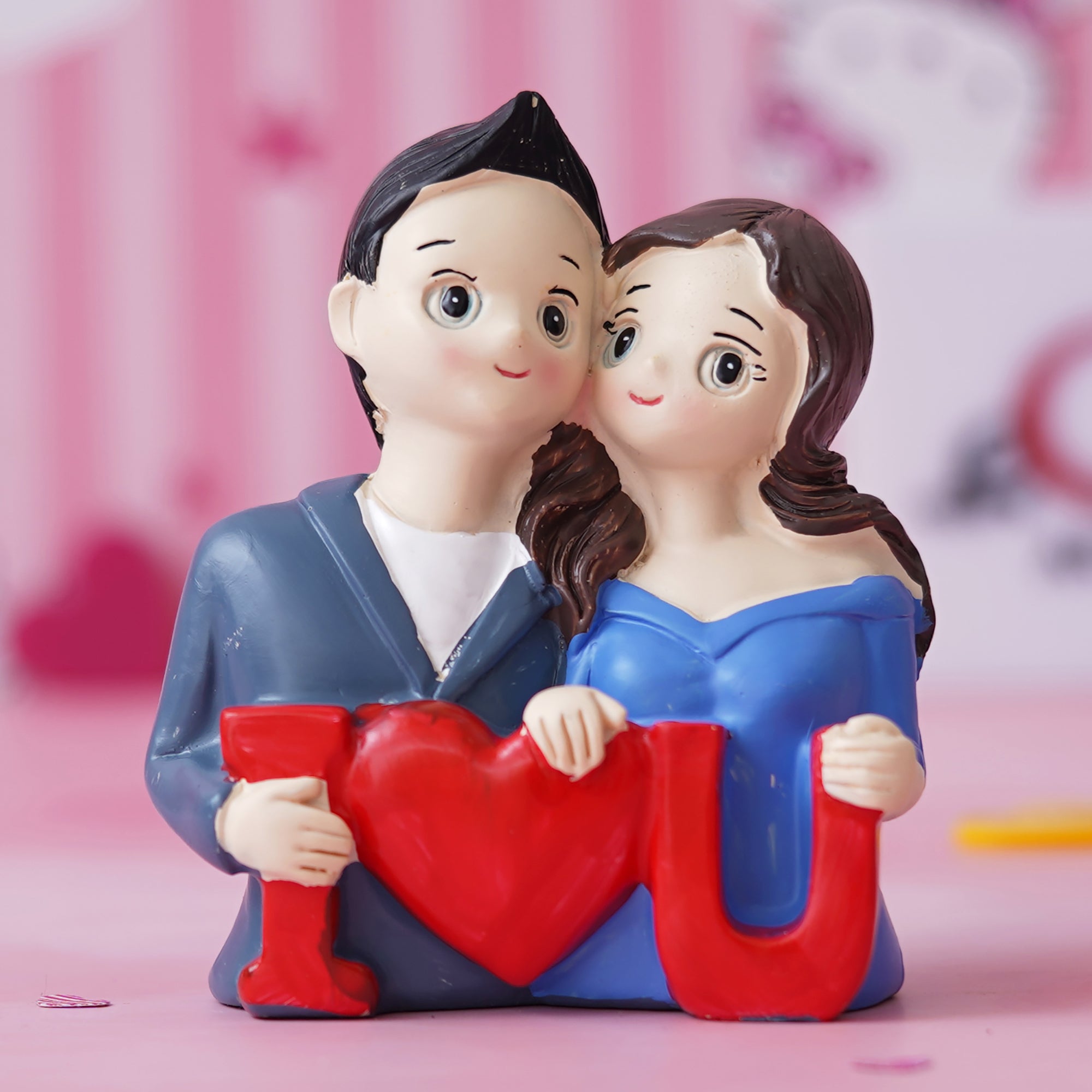 eCraftIndia Cute "I Love You" Couple Showpiece Romantic Gift for Valentine's Day