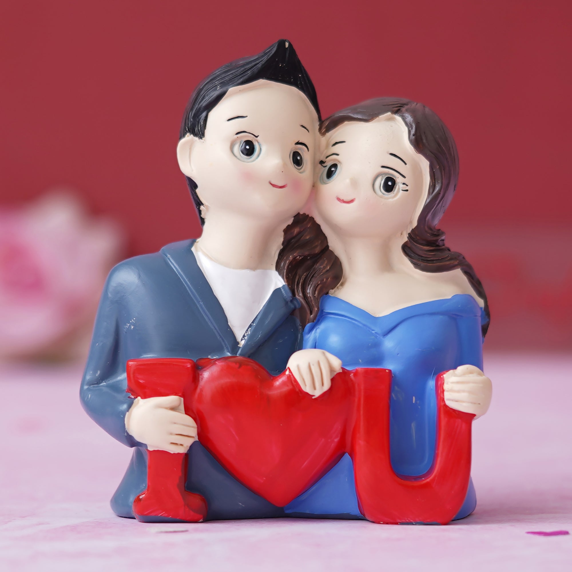 eCraftIndia Cute "I Love You" Couple Showpiece Romantic Gift for Valentine's Day 1