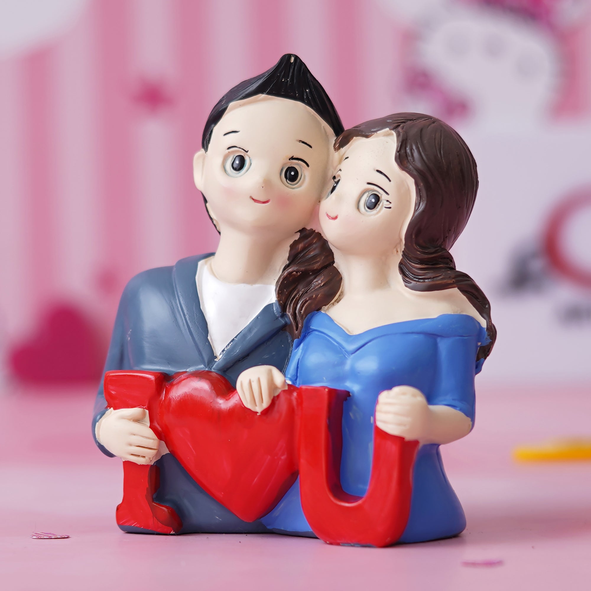 eCraftIndia Cute "I Love You" Couple Showpiece Romantic Gift for Valentine's Day 4