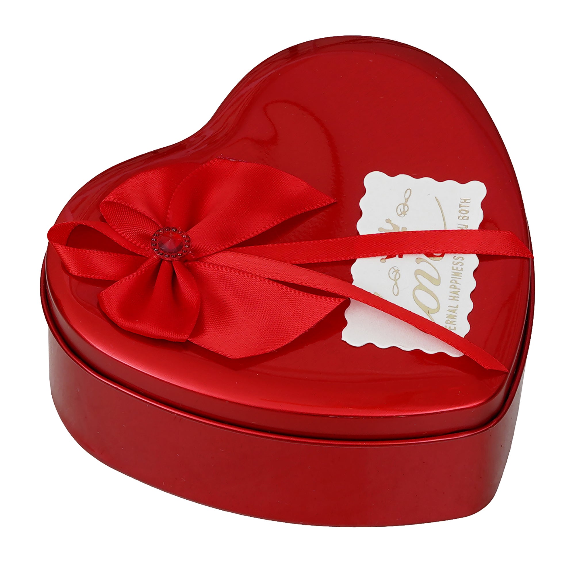 Red Heart Shaped Gift Box with 1 Golden Rose, 3 Red Roses, 1 Teddy Bear and a Card 5