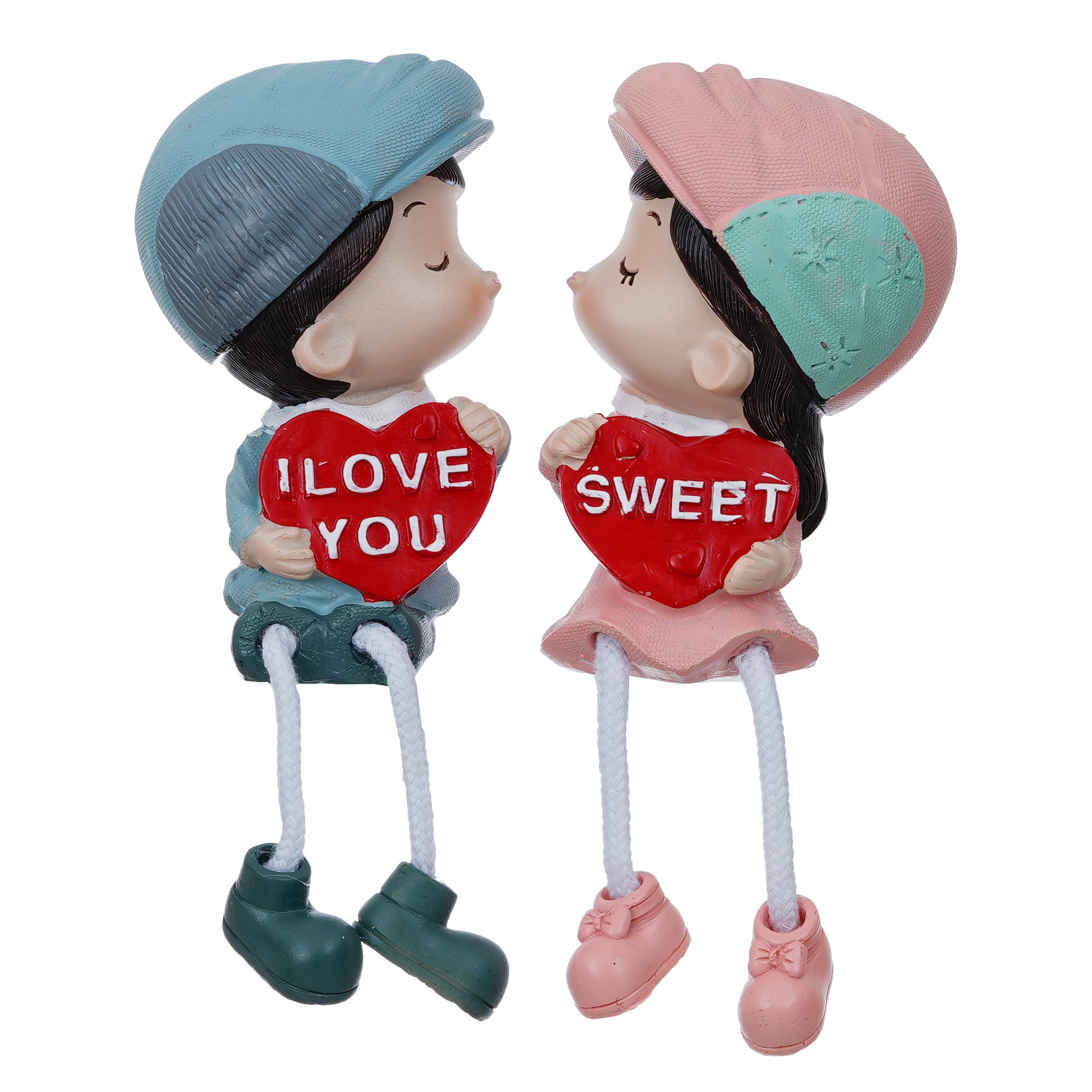 Colorful Girl & Boy Kissing Couple Statue 4
