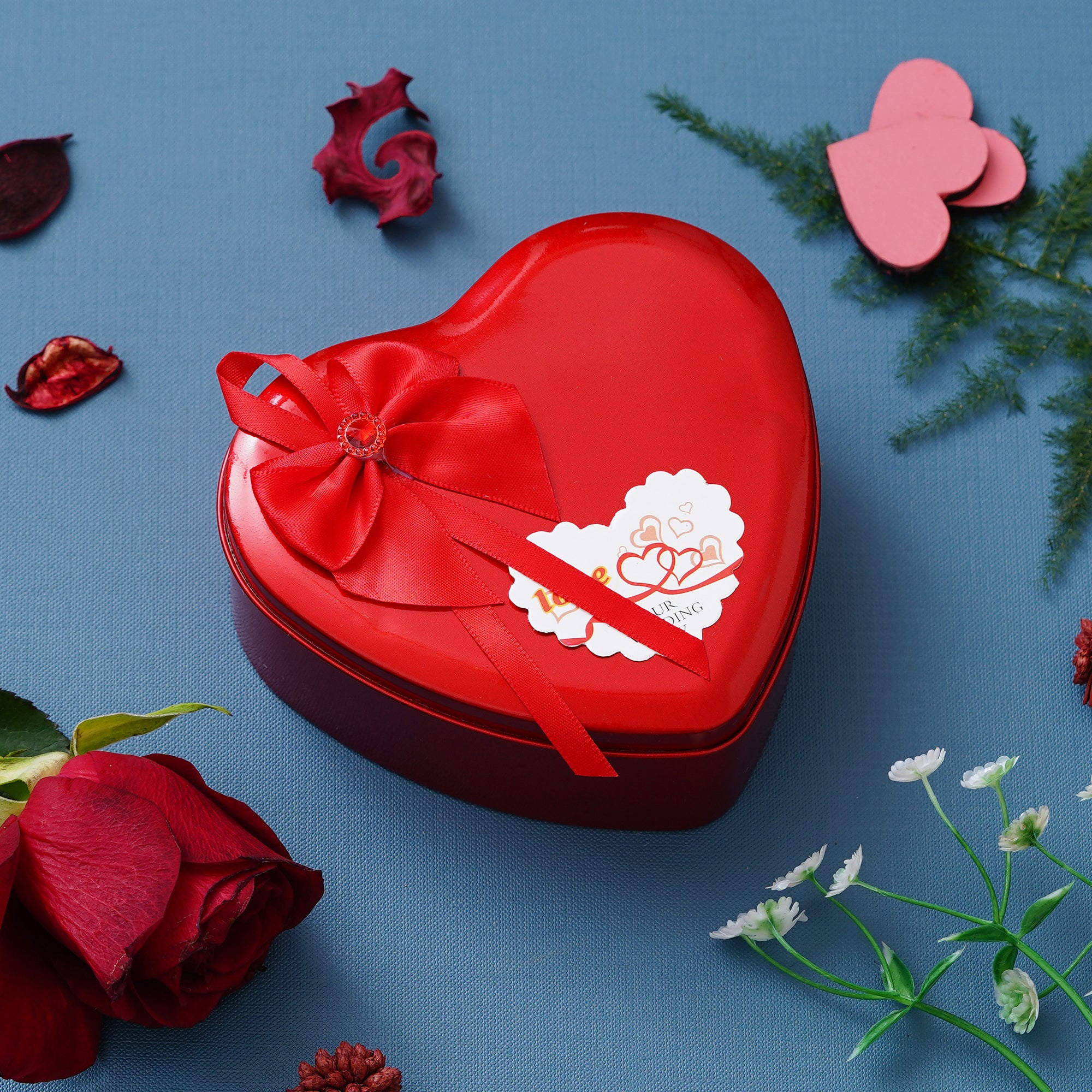 Red Roses and Teddy Bear Valentine's Heart Shaped Gift Box 2