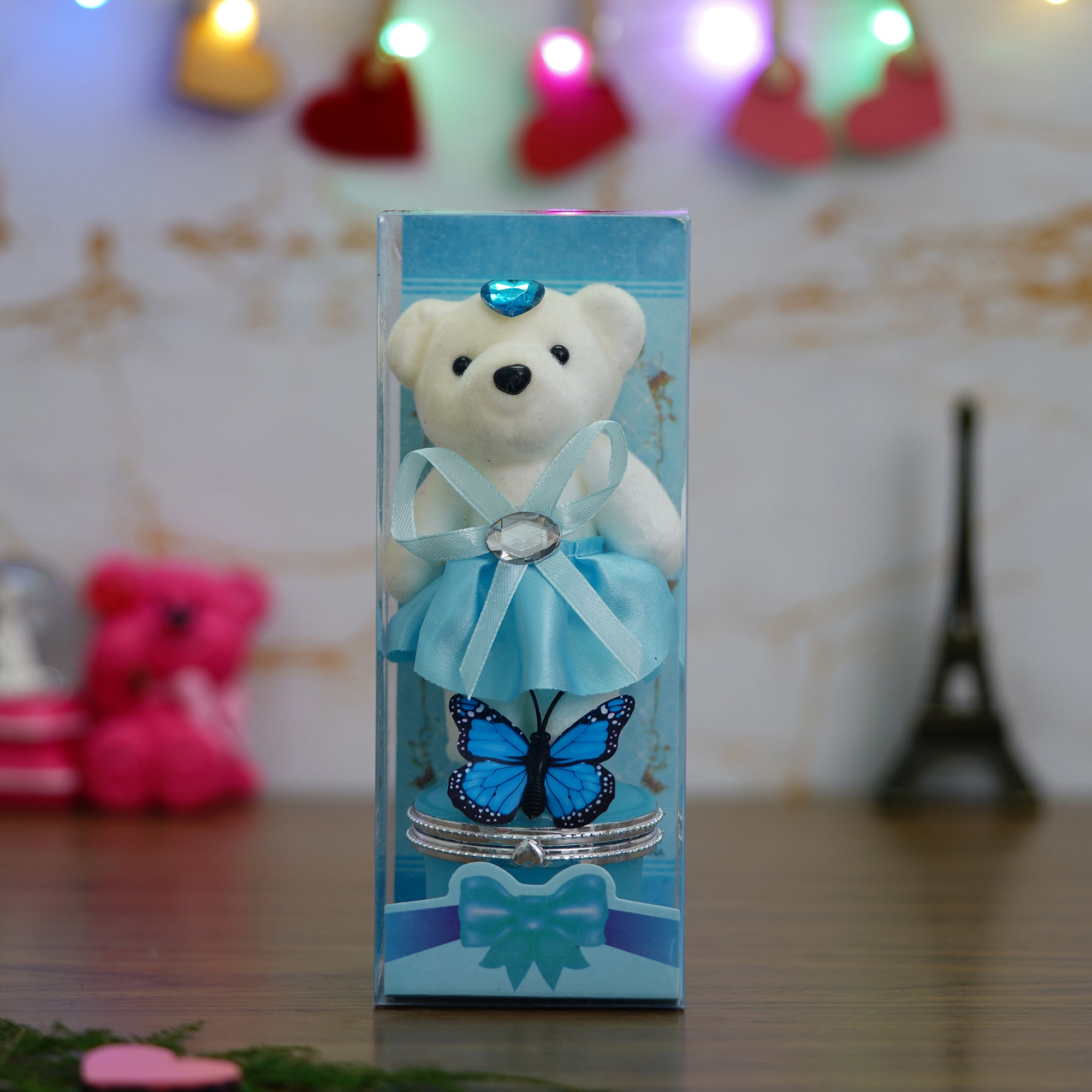 Blue Butterfly and White Teddy Bear Gift Box 1