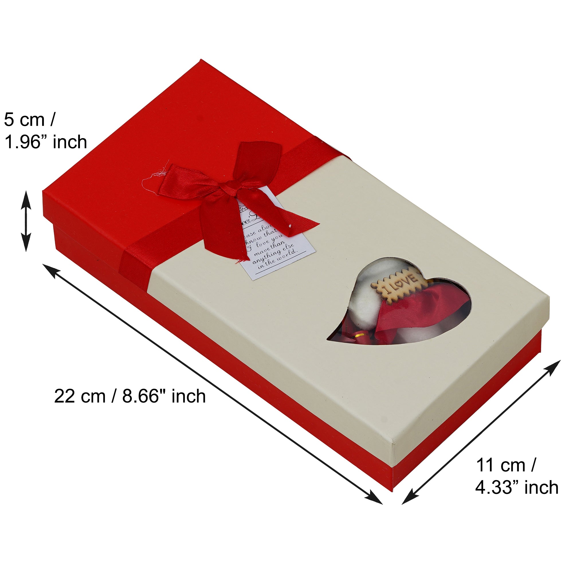 Red Roses Bouqet with White & Red Teddy Bear Valentine's Square Shaped Gift Box 4