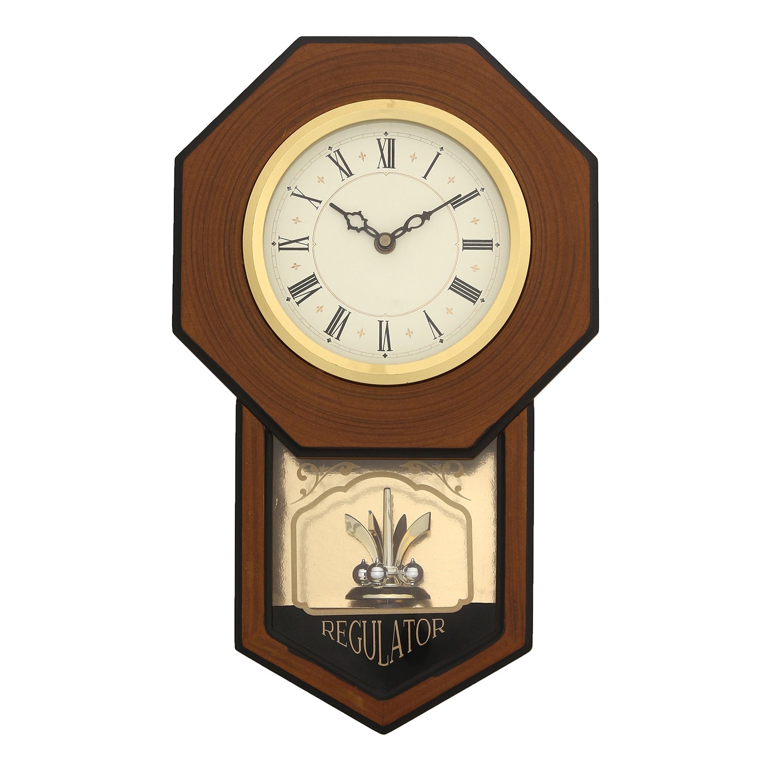 Octagon Dial Vertical Analog Designer Wooden Pendulum Wall Clock