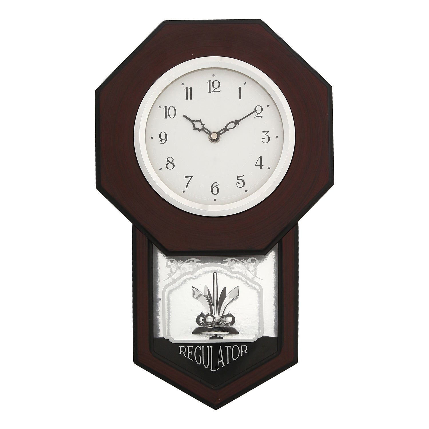 Brown Round Pendulum Wooden Wall Clock