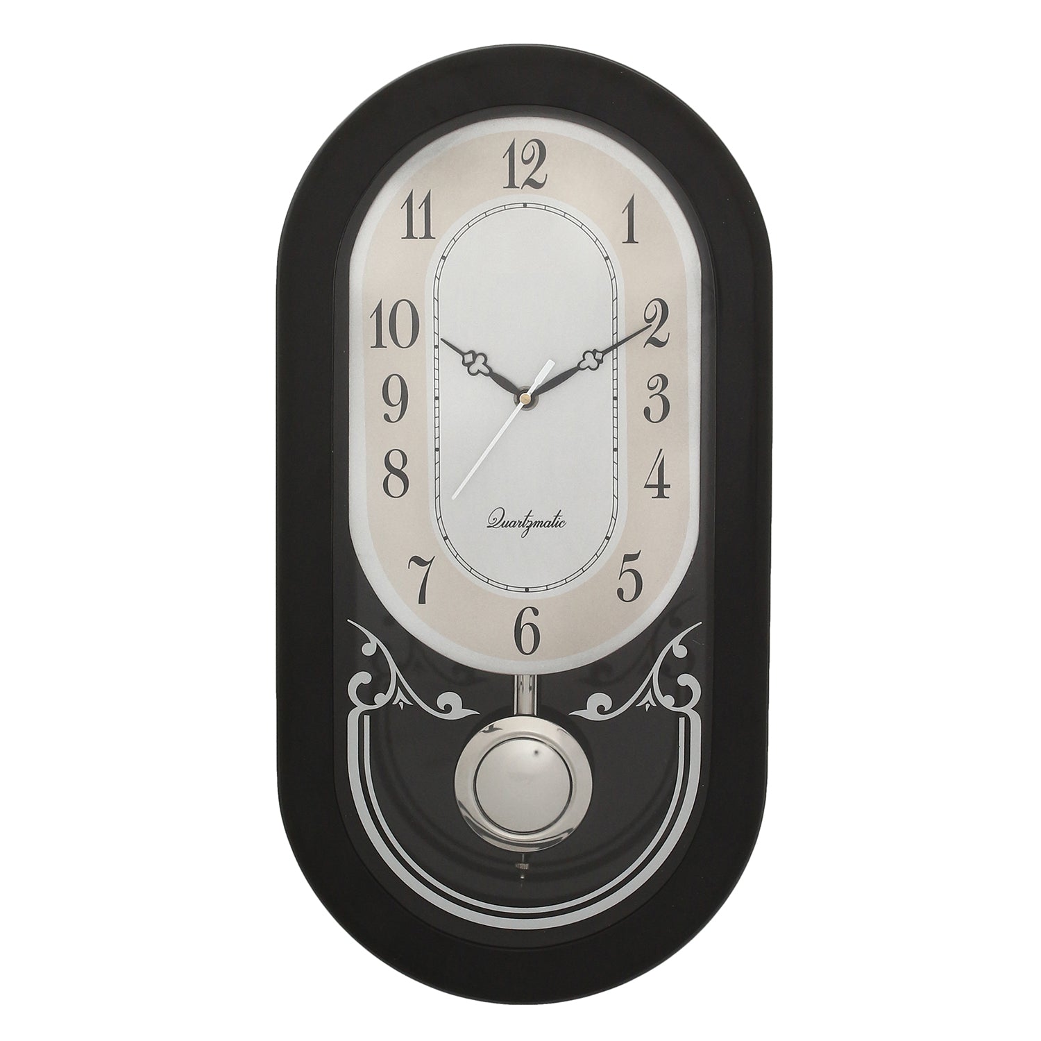 Oval Shape Designer Wooden Pendulum Wall Clock