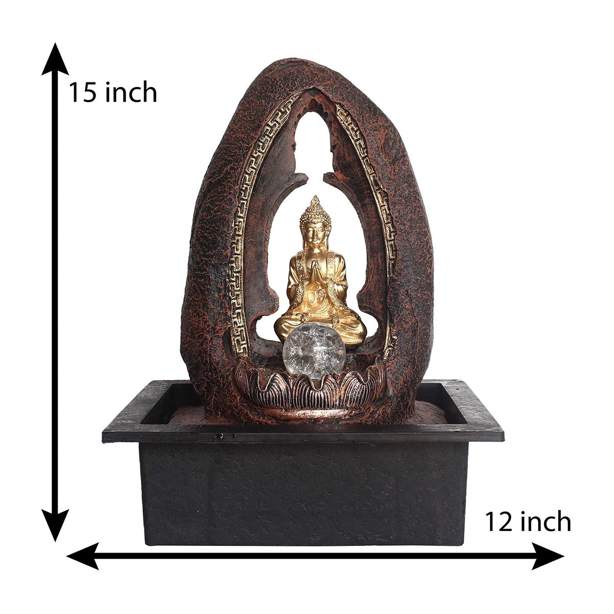 Lord Buddha Black and Gold Polystone Water Fountain 2