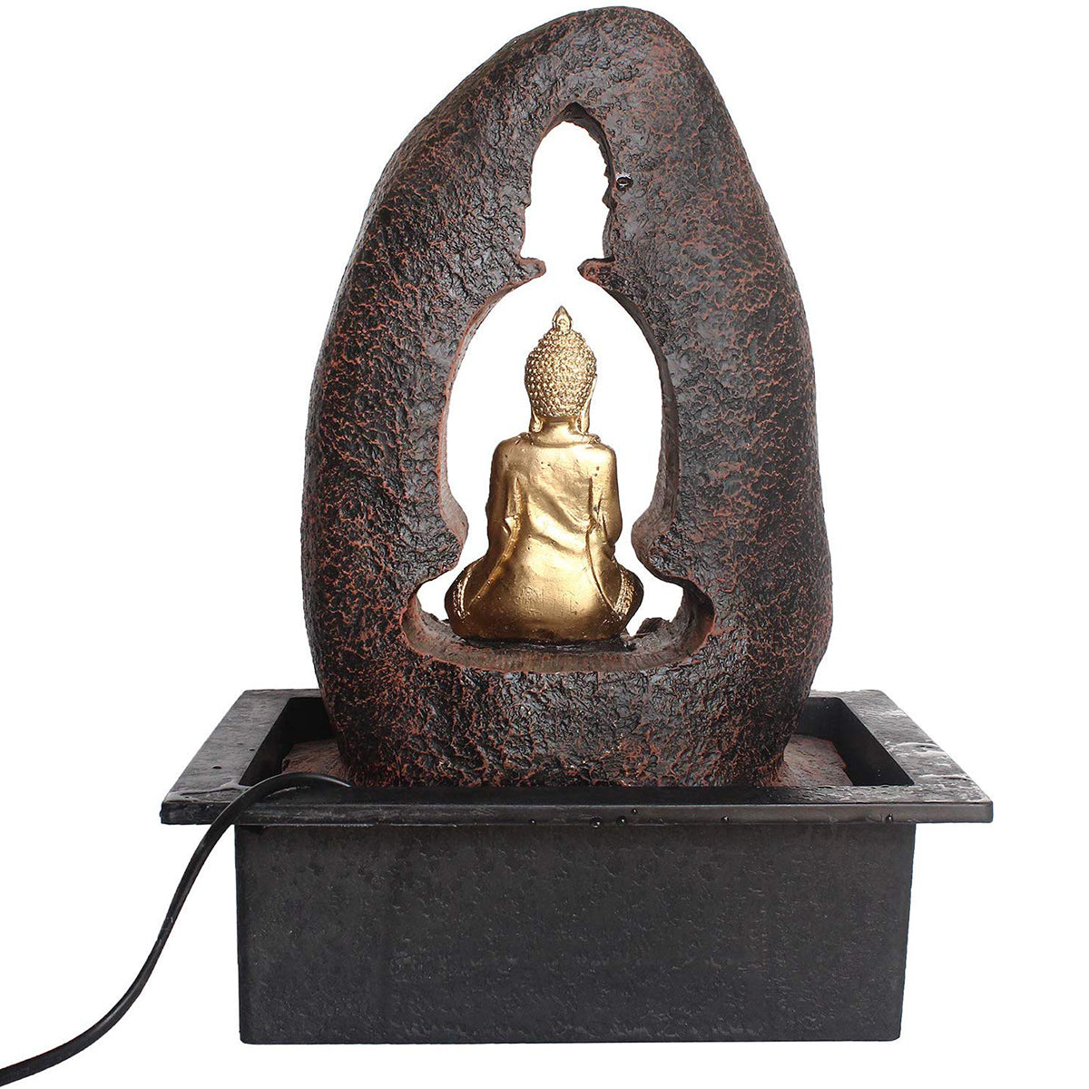 Lord Buddha Black and Gold Polystone Water Fountain 4