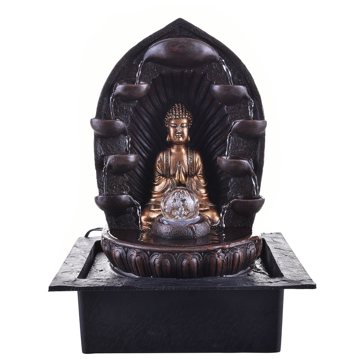 Black Textured Lord Buddha Water Fountain 3