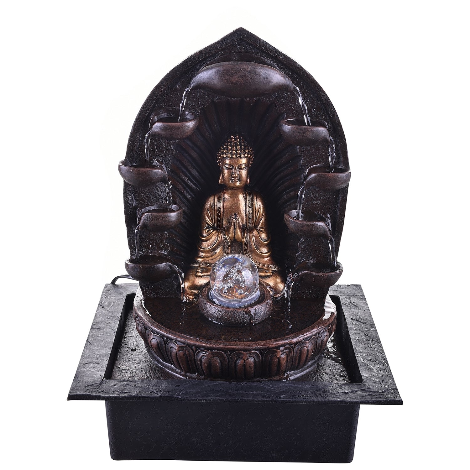 Black Textured Lord Buddha Water Fountain 4