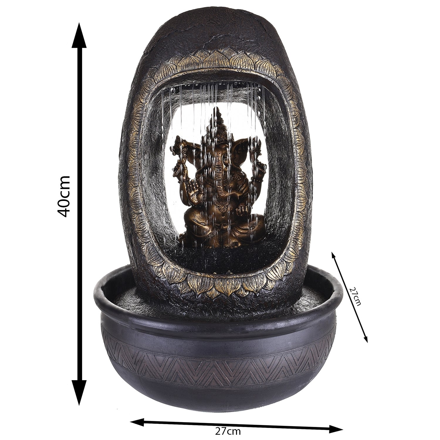 Lord Ganesh And Round Textured Water Fountain 1